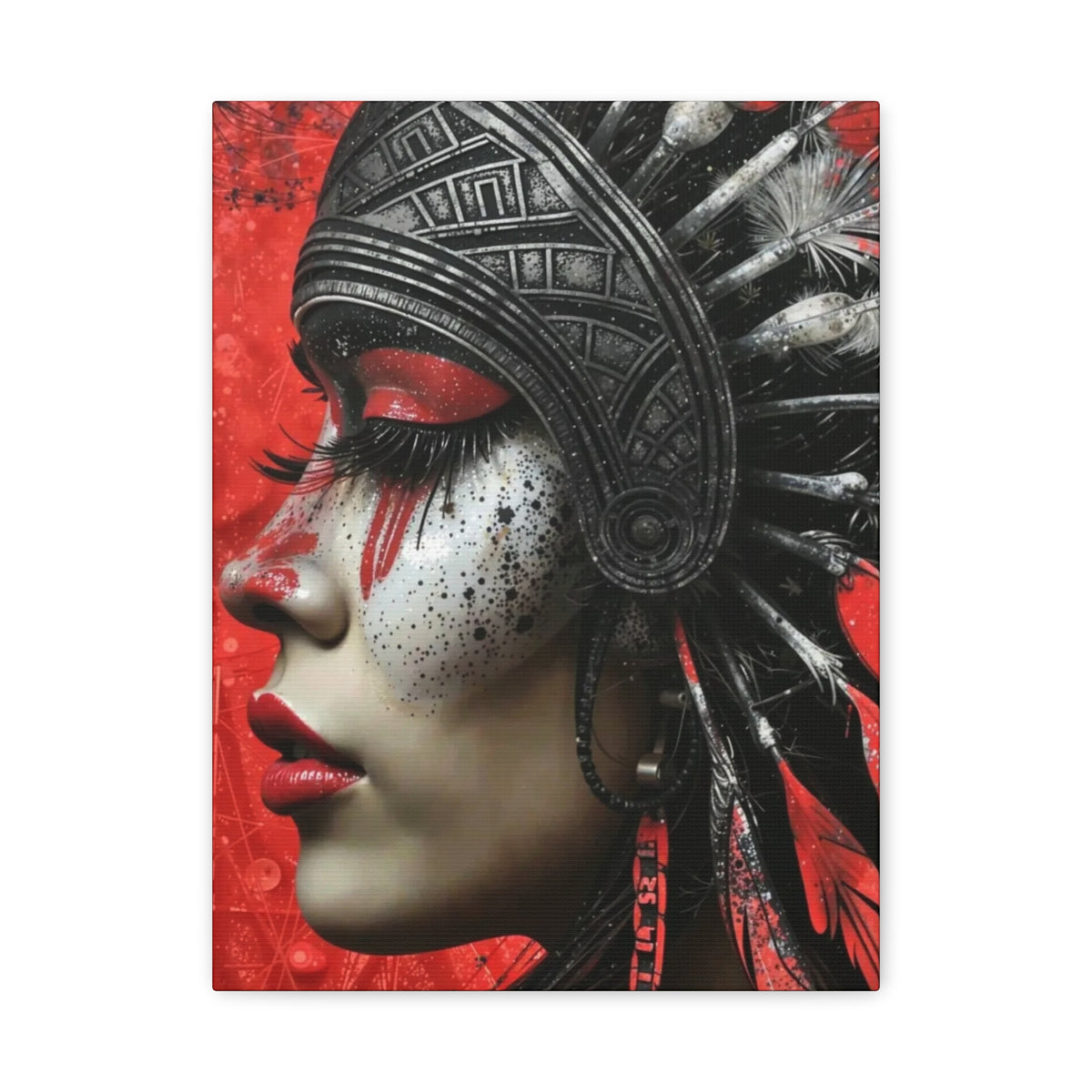 Aztec Fearless Goddess – Bold Aztec Wall Art Canvas