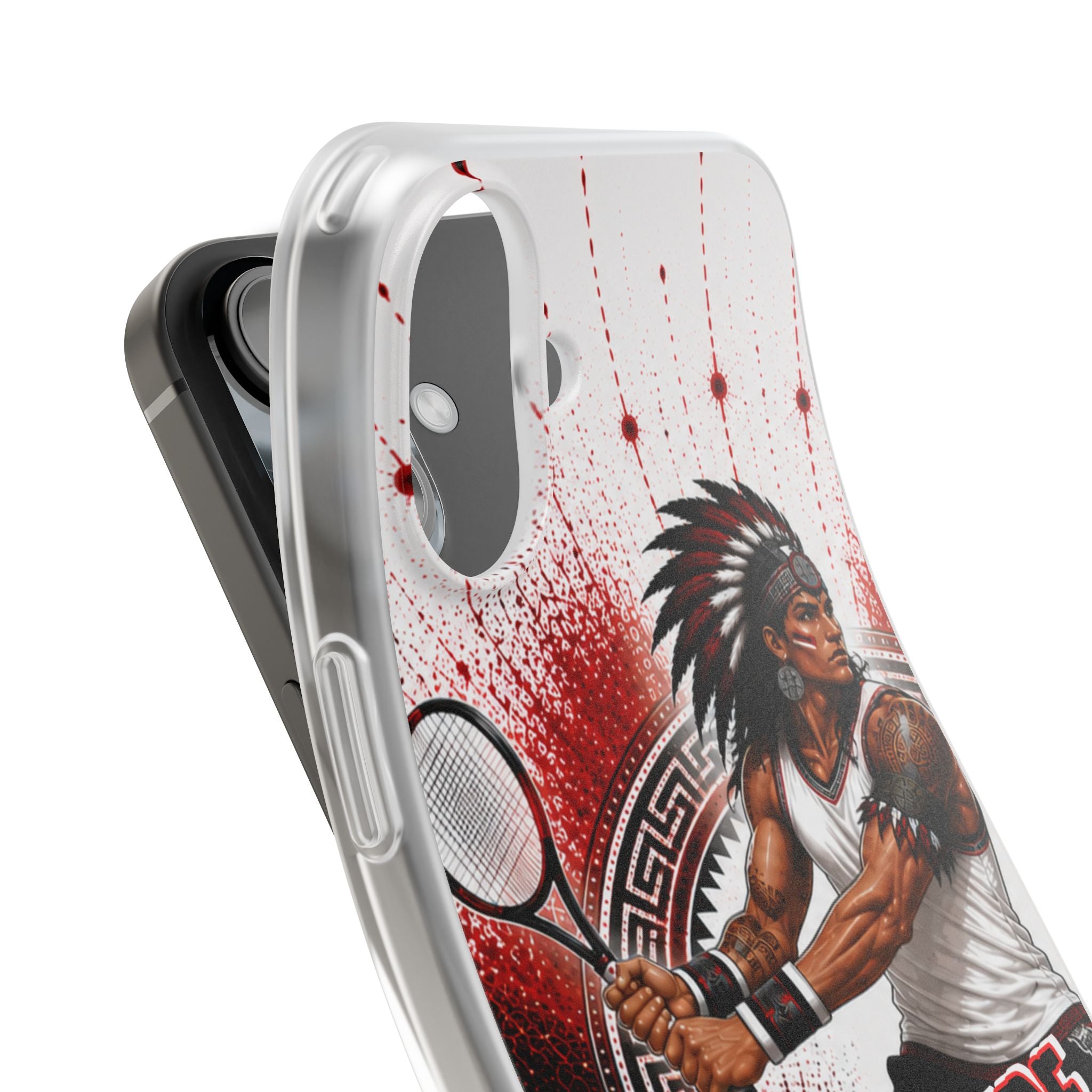 Aztec Tennis Male Warrior – Flexi Phone Case (iPhone & Samsung • Clear TPU • Made & Shipped in the USA • 🚚 FREE USA Shipping • Personalized Option)