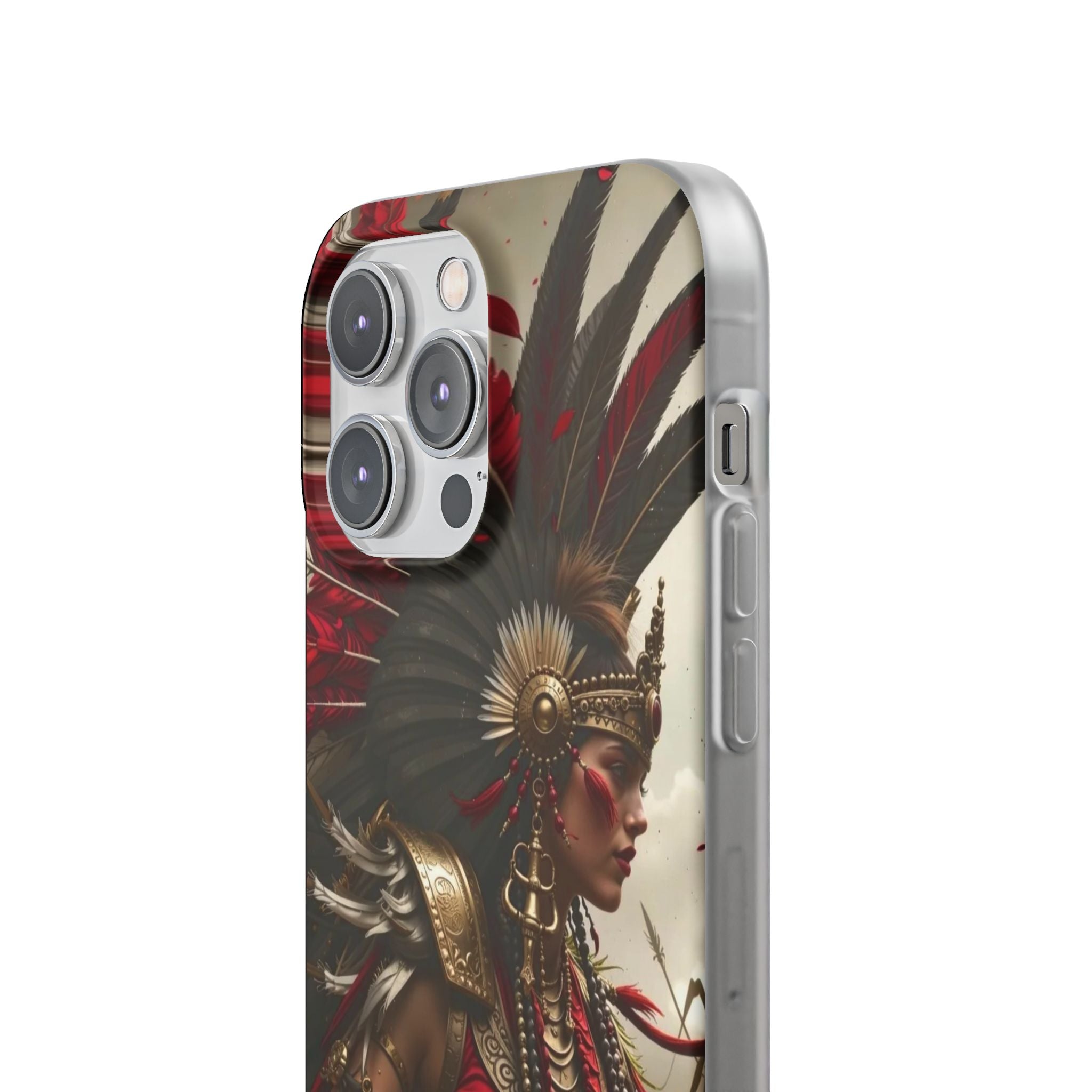 Aztec Warrior Queen – Flexi Phone Case (iPhone & Samsung • Clear TPU • Made in USA • Personalized Option)