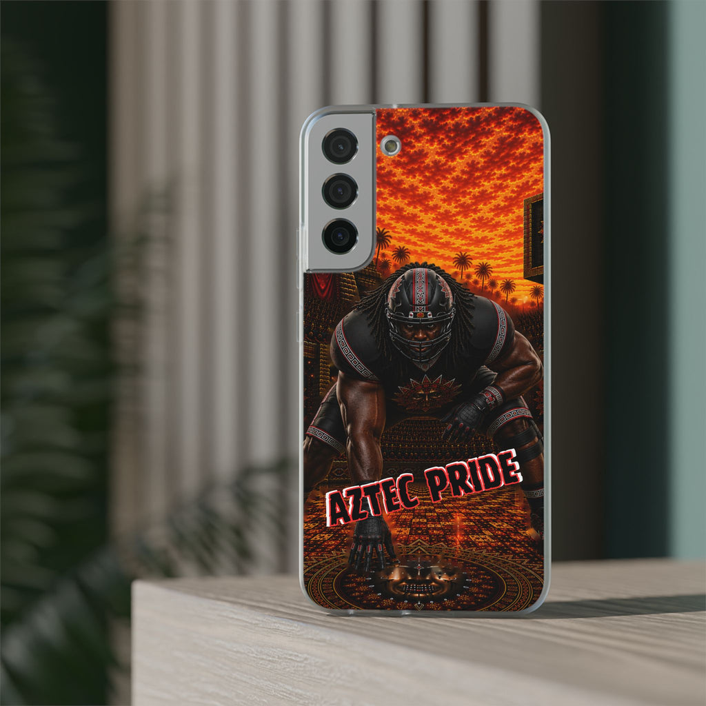 Aztec Football Warrior – Flexi Phone Case (iPhone & Samsung • Clear TPU • Made & Shipped in the USA • 🚚 FREE USA Shipping • Personalized Option)