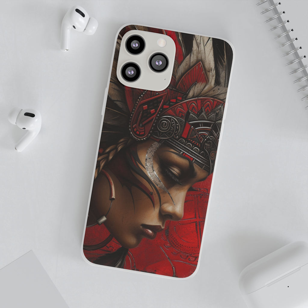 Aztec Sun Goddess – Flexi Phone Case (iPhone & Samsung • Clear TPU • Made in USA • Personalized Option)