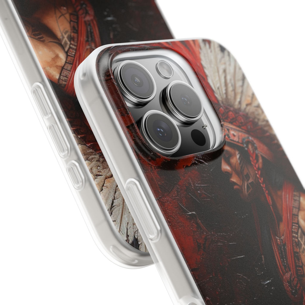 Aztec Noble Warrior – Flexi Phone Case (iPhone & Samsung • Clear TPU • Made in USA • Personalized Option)