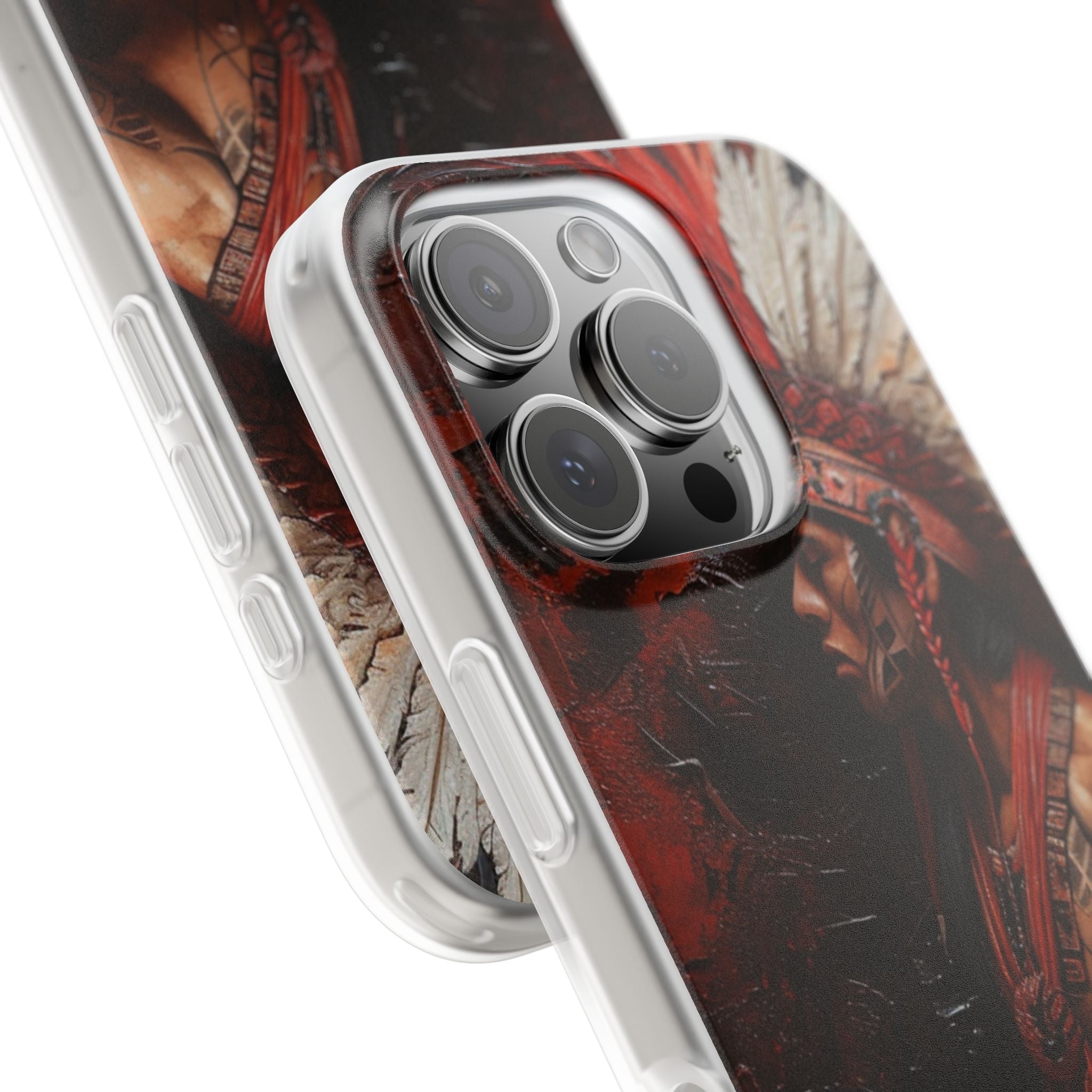 Aztec Noble Warrior – Flexi Phone Case (iPhone & Samsung • Clear TPU • Made in USA • Personalized Option)