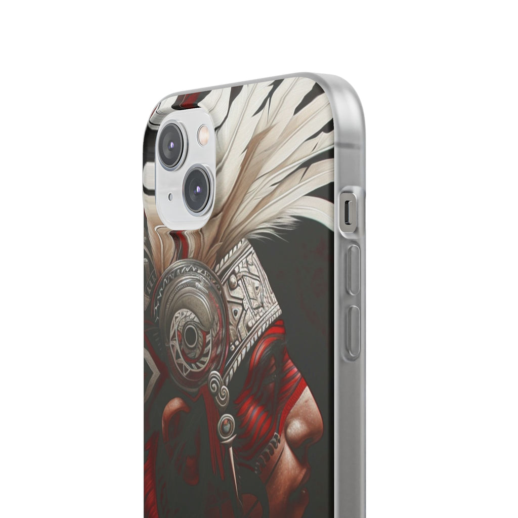 Aztec Warrior King – Flexi Phone Case (iPhone & Samsung • Clear TPU • Made in USA • Personalized Option)