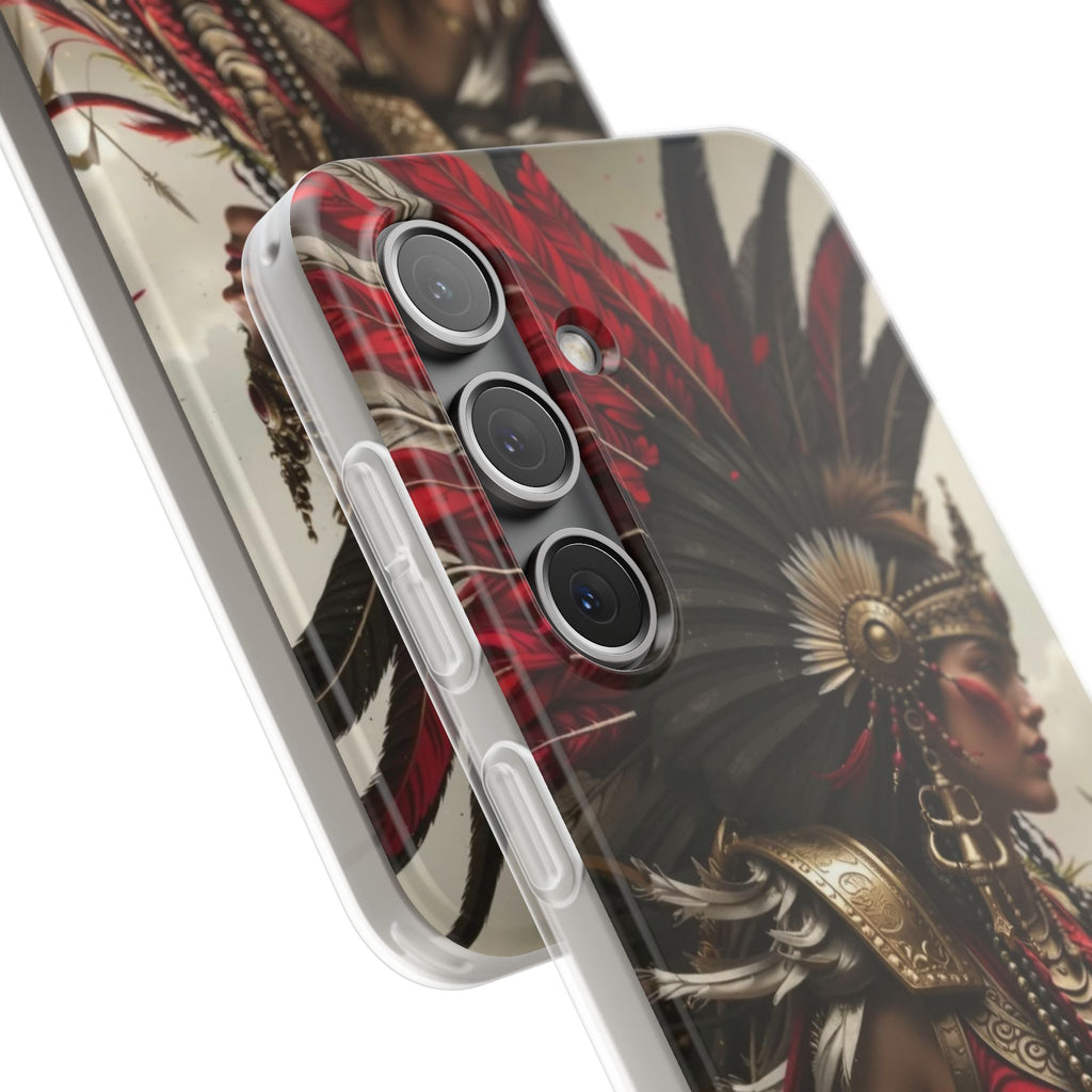 Aztec Warrior Queen – Flexi Phone Case (iPhone & Samsung • Clear TPU • Made in USA • Personalized Option)