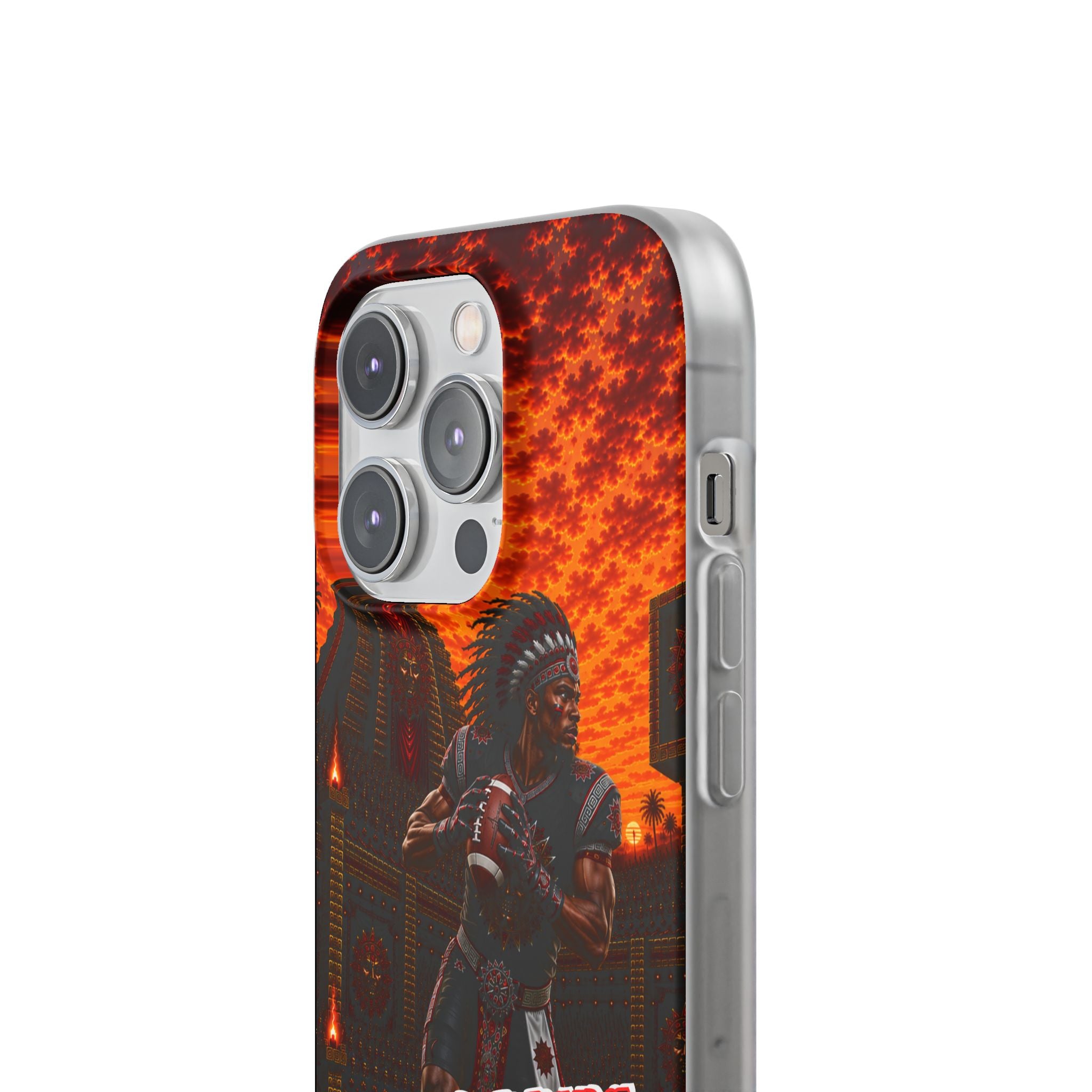 Aztec Football Warrior – Flexi Phone Case (iPhone & Samsung • Clear TPU • Made & Shipped in the USA • 🚚 FREE USA Shipping • Personalized Option)
