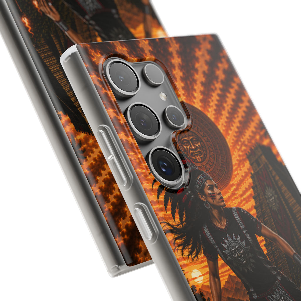 Aztec Soccer Female Warrior – Flexi Phone Case (iPhone & Samsung • Clear TPU • Made & Shipped in the USA • 🚚 FREE USA Shipping • Personalized Option)