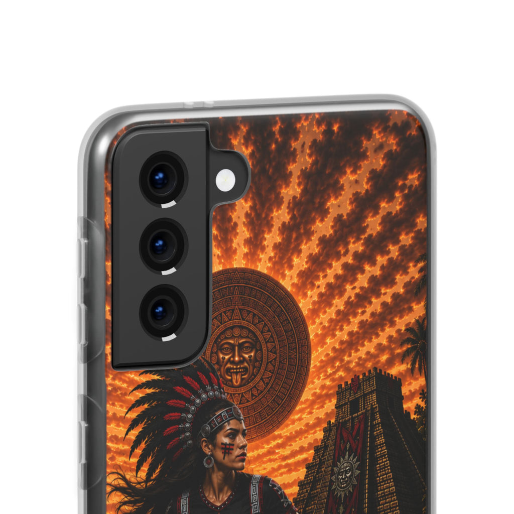 Aztec Soccer Female Warrior – Flexi Phone Case (iPhone & Samsung • Clear TPU • Made & Shipped in the USA • 🚚 FREE USA Shipping • Personalized Option)