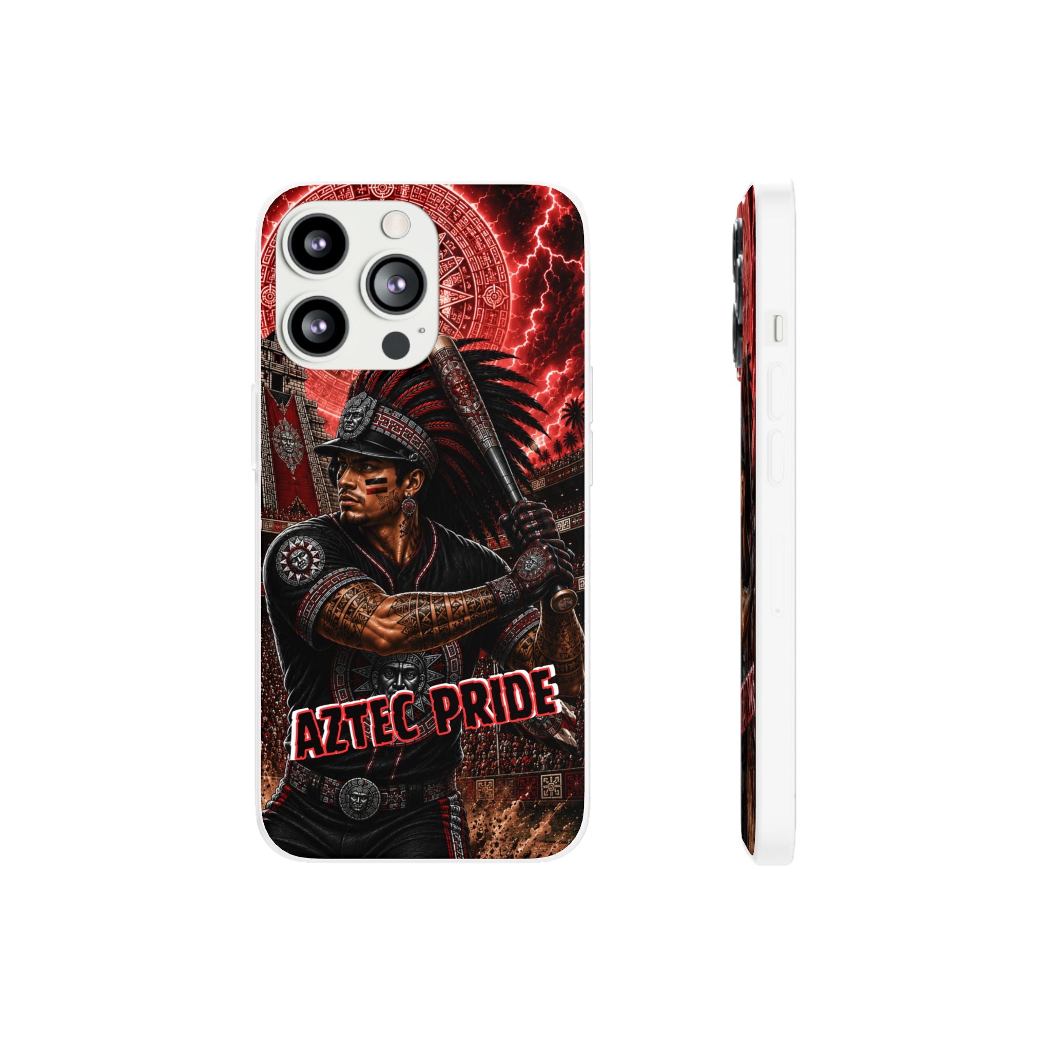 Aztec Baseball Warrior – Flexi Phone Case (iPhone & Samsung • Clear TPU • Made & Shipped in the USA • 🚚 FREE USA Shipping • Personalized Option)