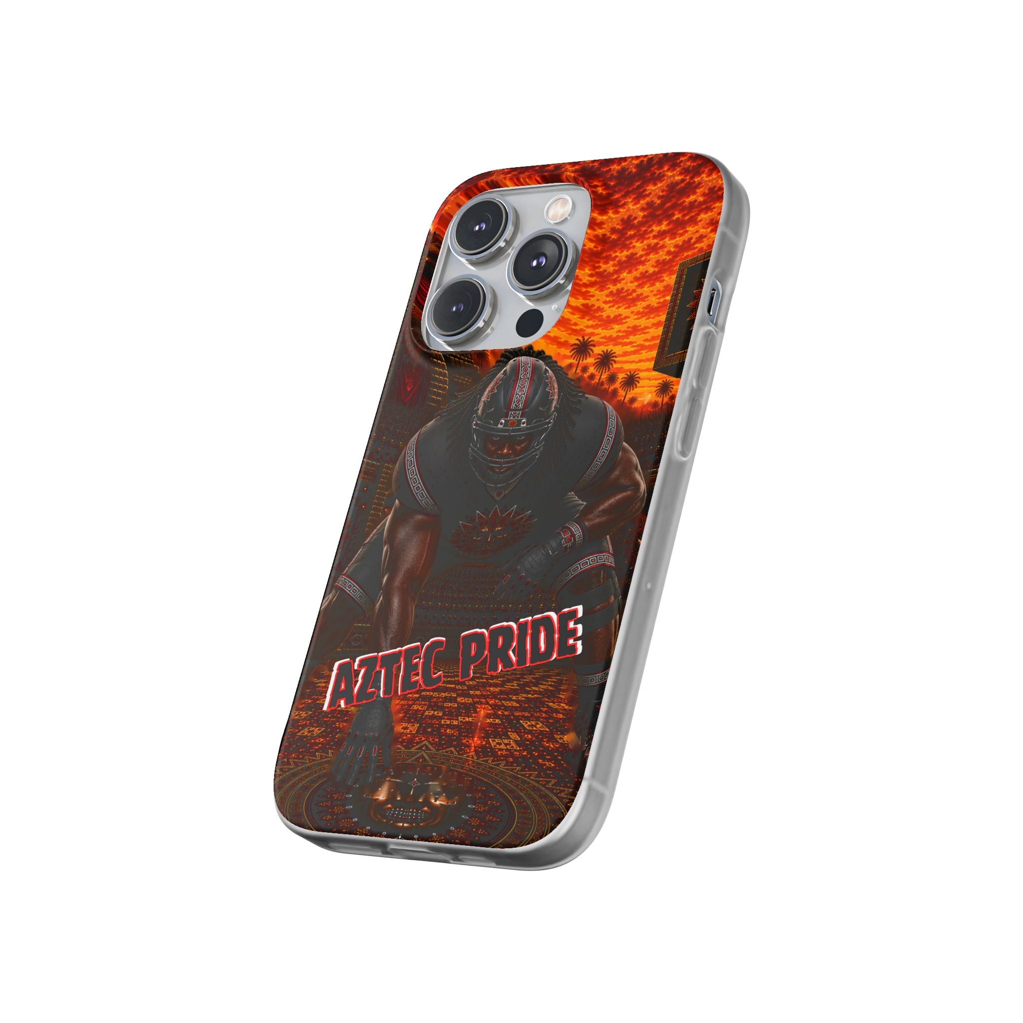 Aztec Football Warrior – Flexi Phone Case (iPhone & Samsung • Clear TPU • Made & Shipped in the USA • 🚚 FREE USA Shipping • Personalized Option)