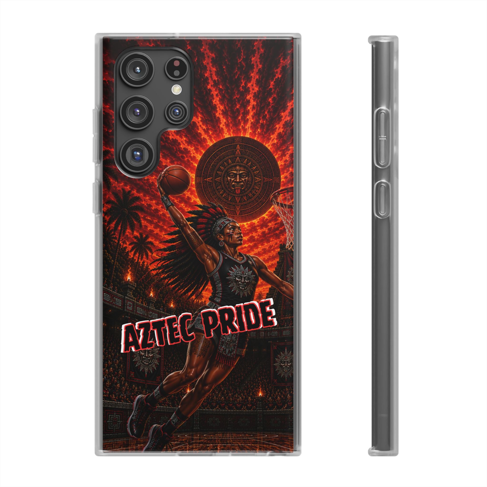 Aztec Basketball Female Warrior – Flexi Phone Case (iPhone & Samsung • Clear TPU • Made & Shipped in the USA • 🚚 FREE USA Shipping • Personalized Option)