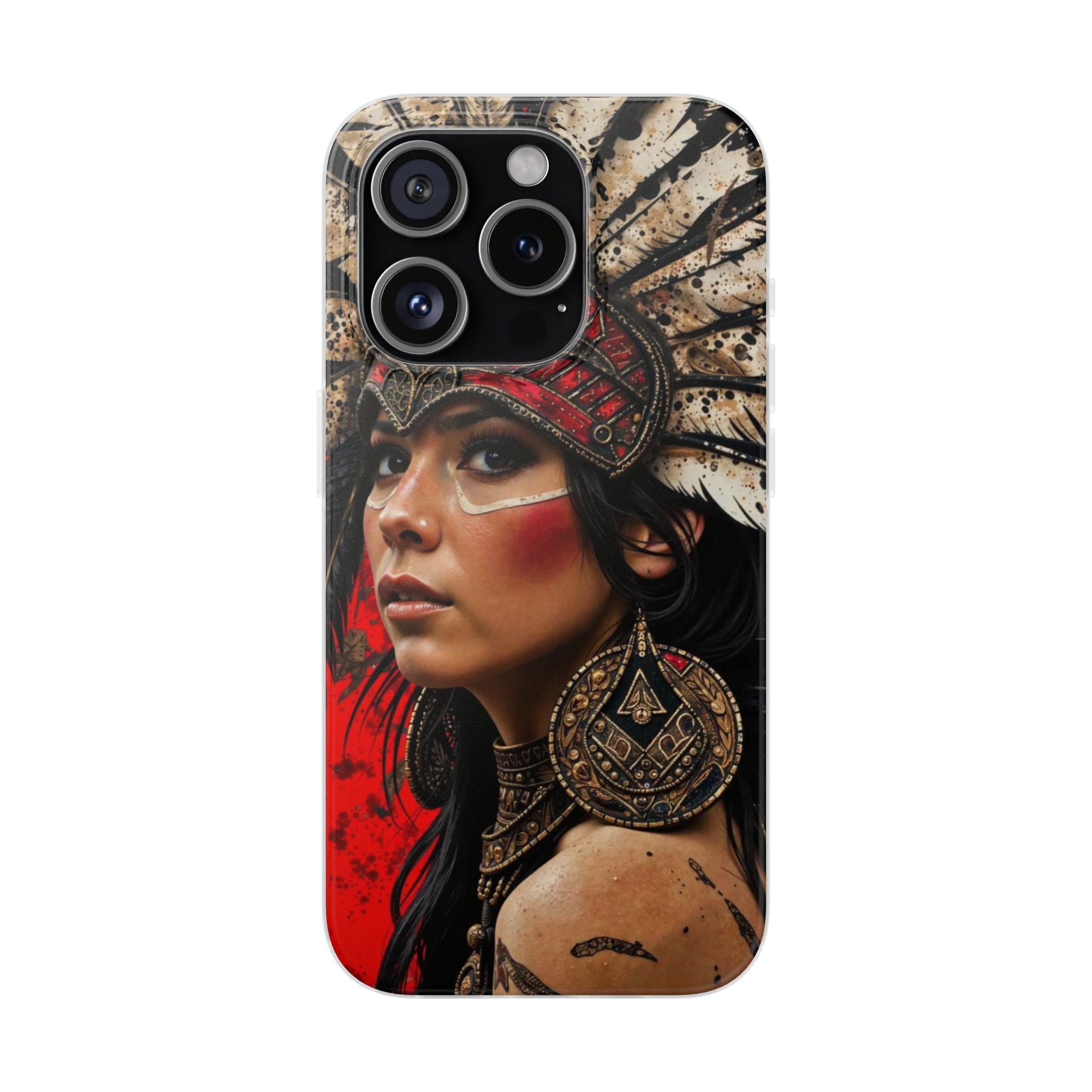 Aztec Moon Goddess – Flexi Phone Case (iPhone & Samsung • Clear TPU • Made in USA • Personalized Option)