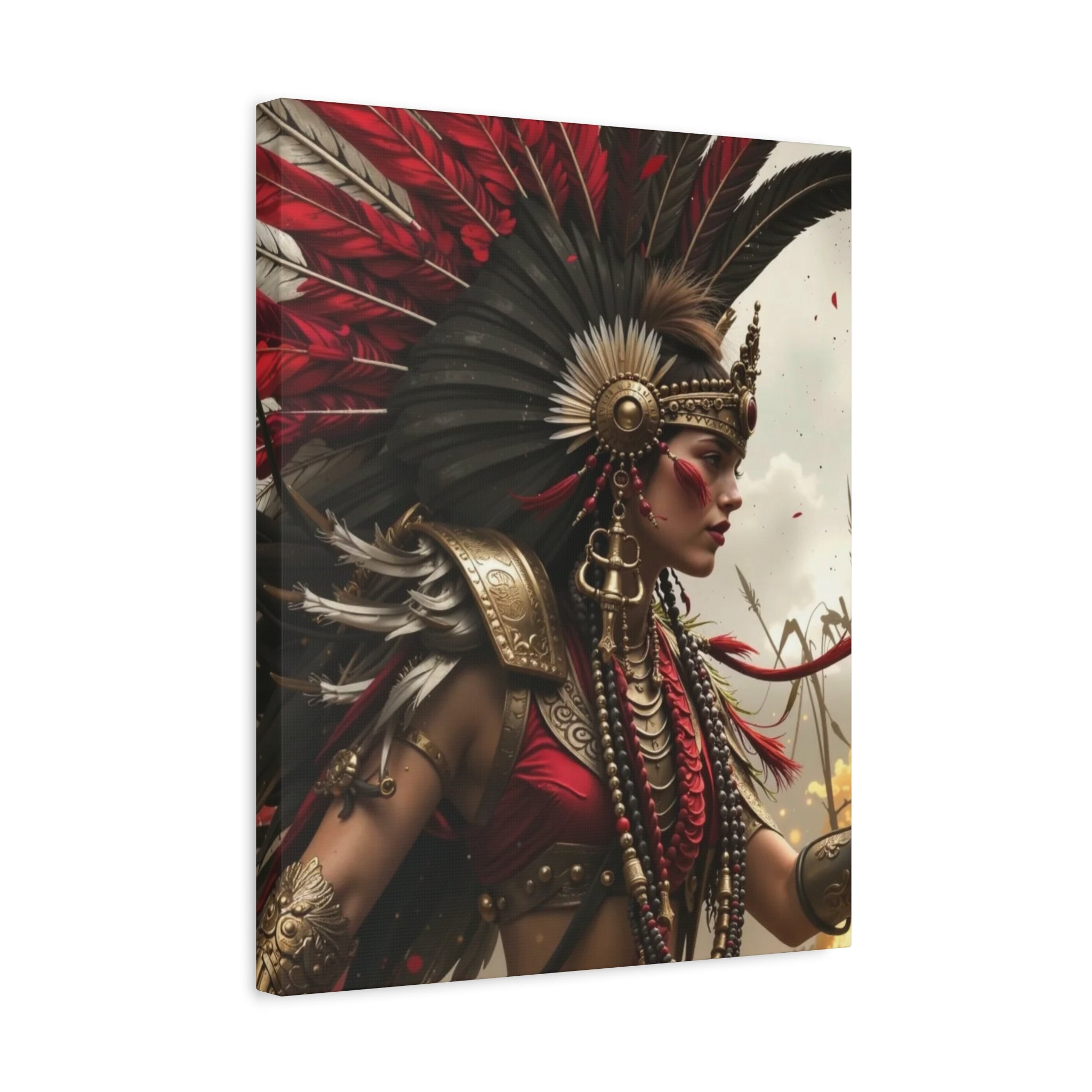 Aztec Warrior Queen – Bold Aztec Wall Art Canvas