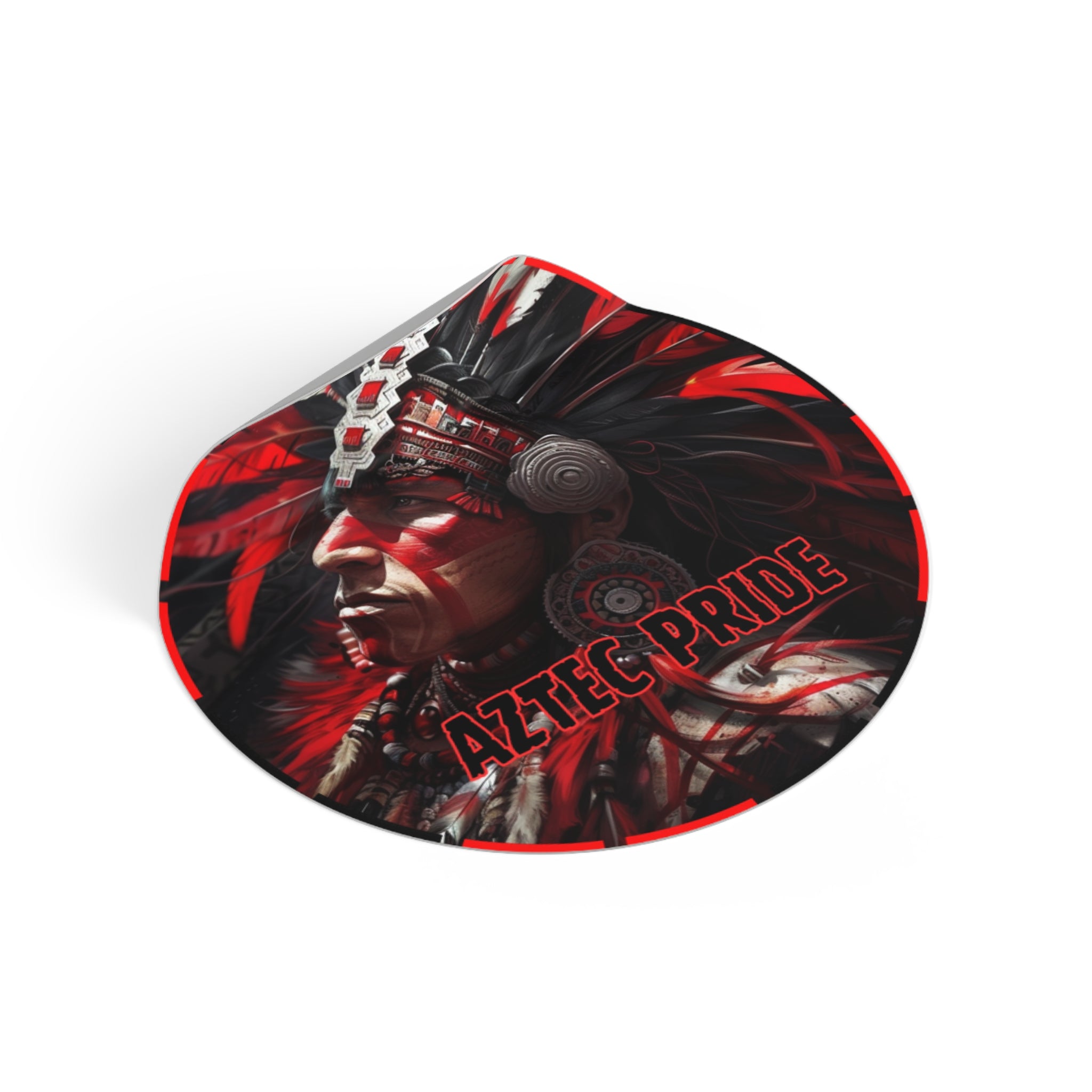 Aztec Loyal Warrior Round Vinyl Sticker - Waterproof Matte Decal (2"-6")