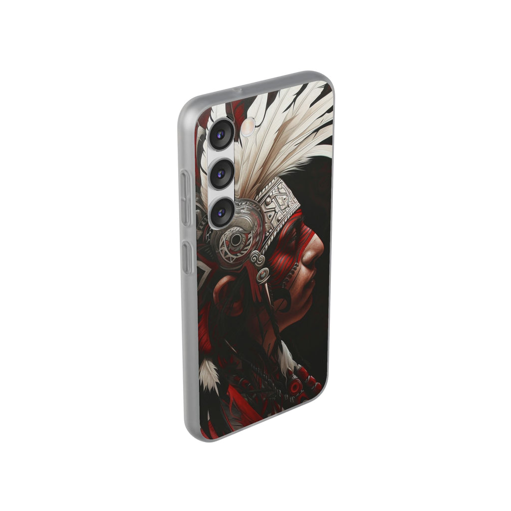 Aztec Warrior King – Flexi Phone Case (iPhone & Samsung • Clear TPU • Made in USA • Personalized Option)