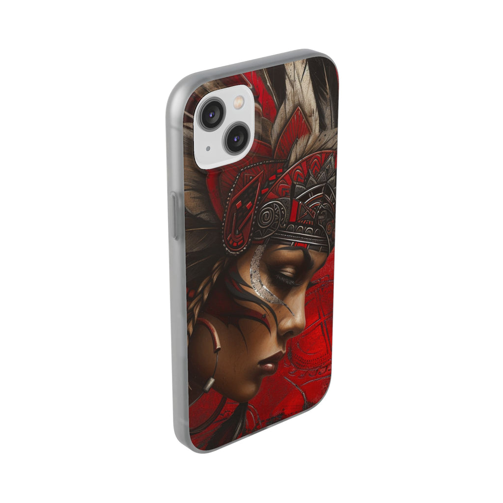 Aztec Sun Goddess – Flexi Phone Case (iPhone & Samsung • Clear TPU • Made in USA • Personalized Option)