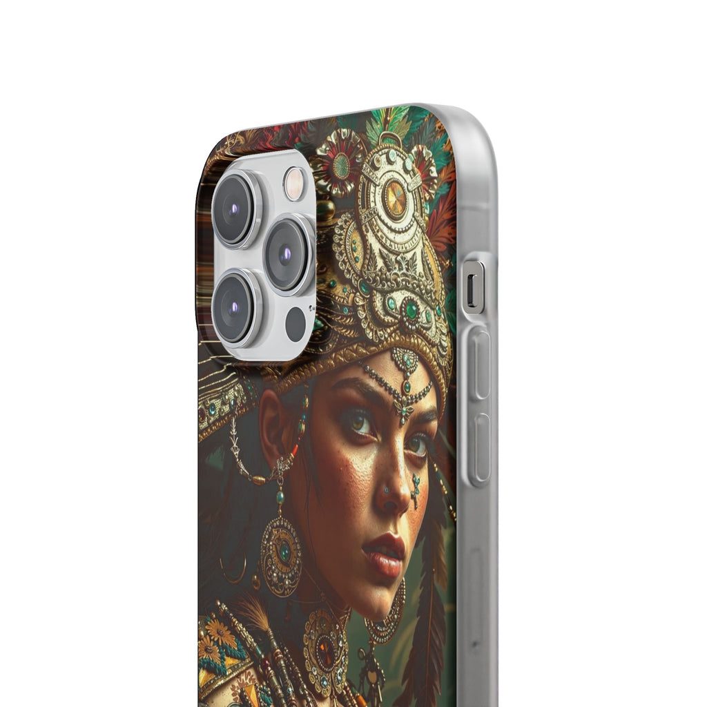 Aztec Warrior Goddess – Flexi Phone Case (iPhone & Samsung • Clear TPU • Made in USA • Personalized Option)