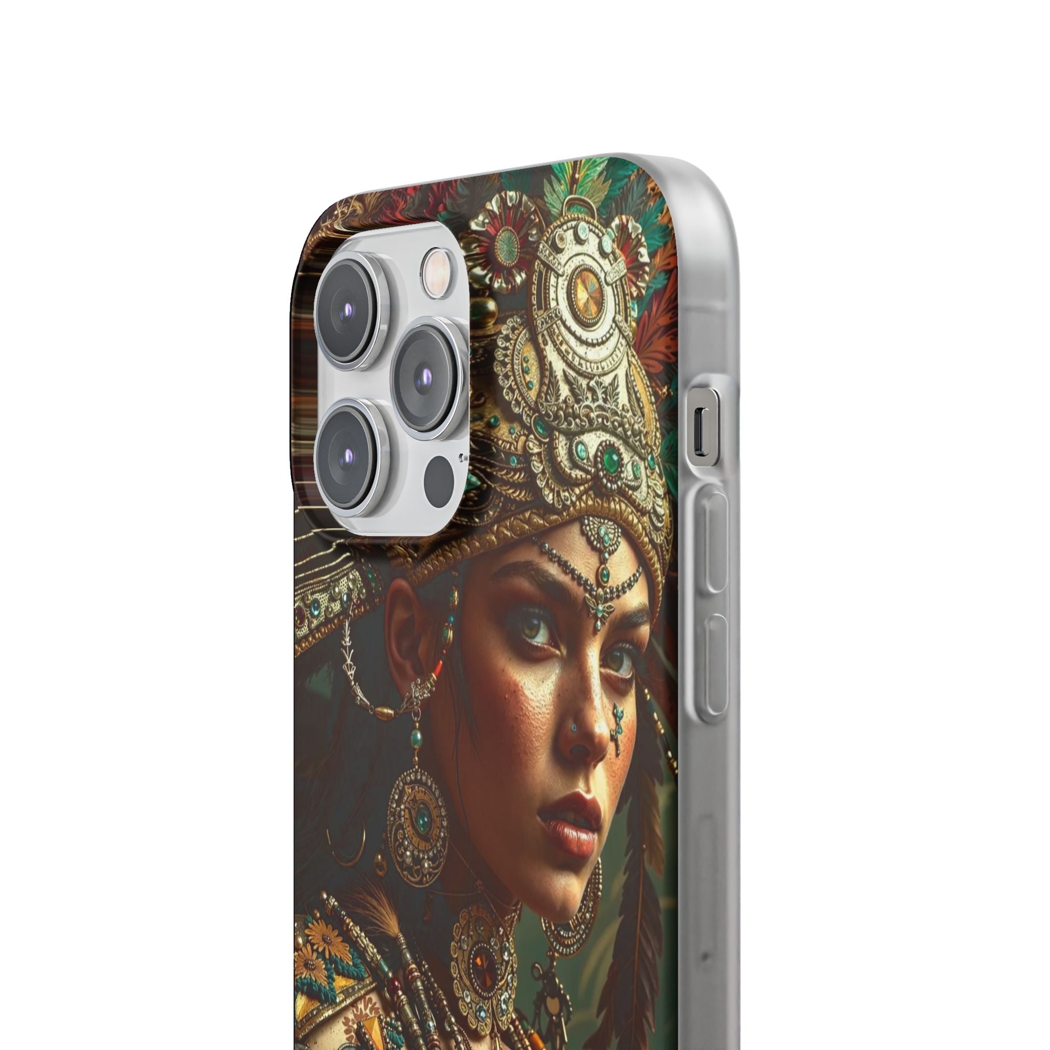 Aztec Warrior Goddess – Flexi Phone Case (iPhone & Samsung • Clear TPU • Made in USA • Personalized Option)