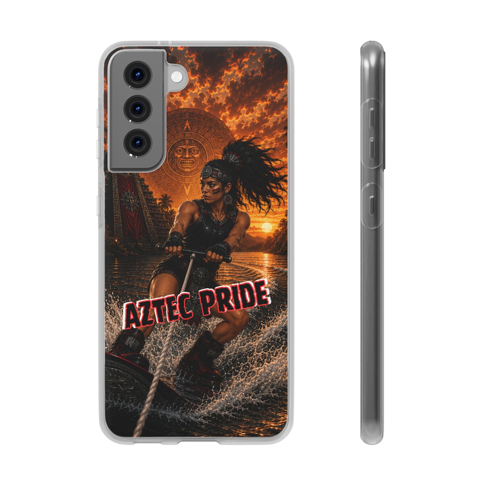 Aztec Wakeboard Female Warrior – Flexi Phone Case (iPhone & Samsung • Clear TPU • Made & Shipped in the USA • 🚚 FREE USA Shipping • Personalized Option)