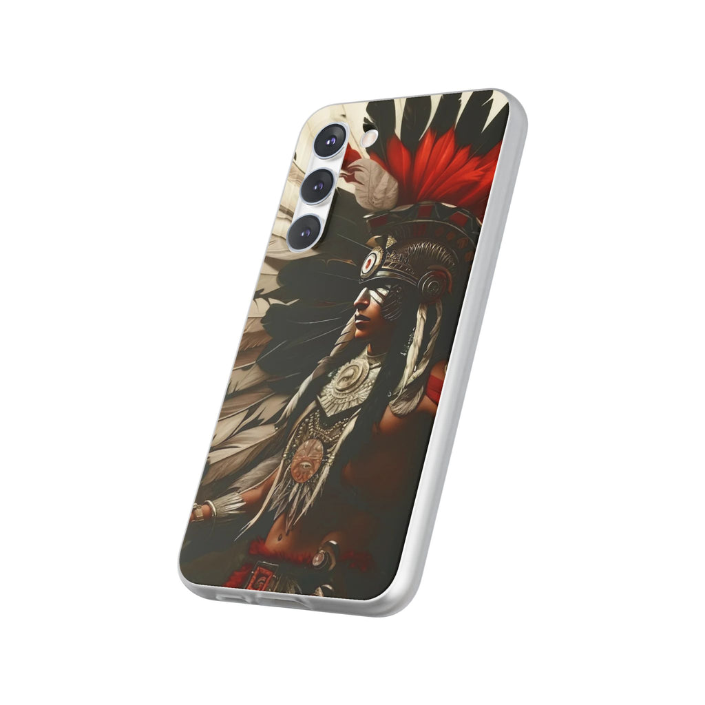 Aztec Fierce Warrior – Flexi Phone Case (iPhone & Samsung • Clear TPU • Made in USA • Personalized Option)