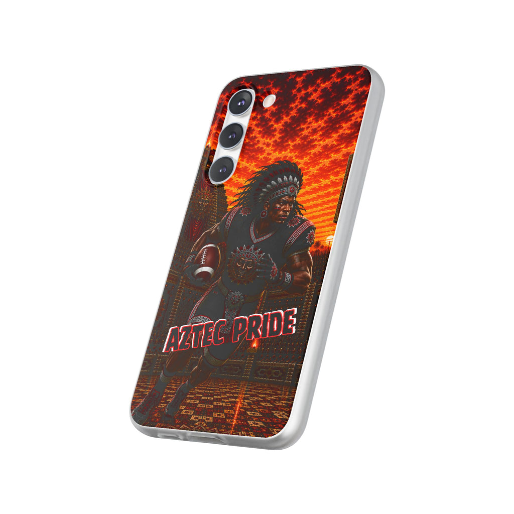Aztec Football Warrior – Flexi Phone Case (iPhone & Samsung • Clear TPU • Made & Shipped in the USA • 🚚 FREE USA Shipping • Personalized Option)