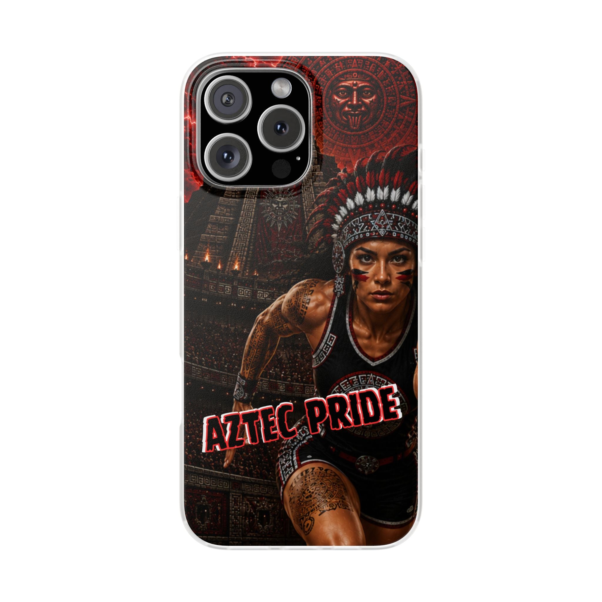 Aztec Track & Field Female Warrior – Flexi Phone Case (iPhone & Samsung • Clear TPU • Made & Shipped in the USA • 🚚 FREE USA Shipping • Personalized Option)