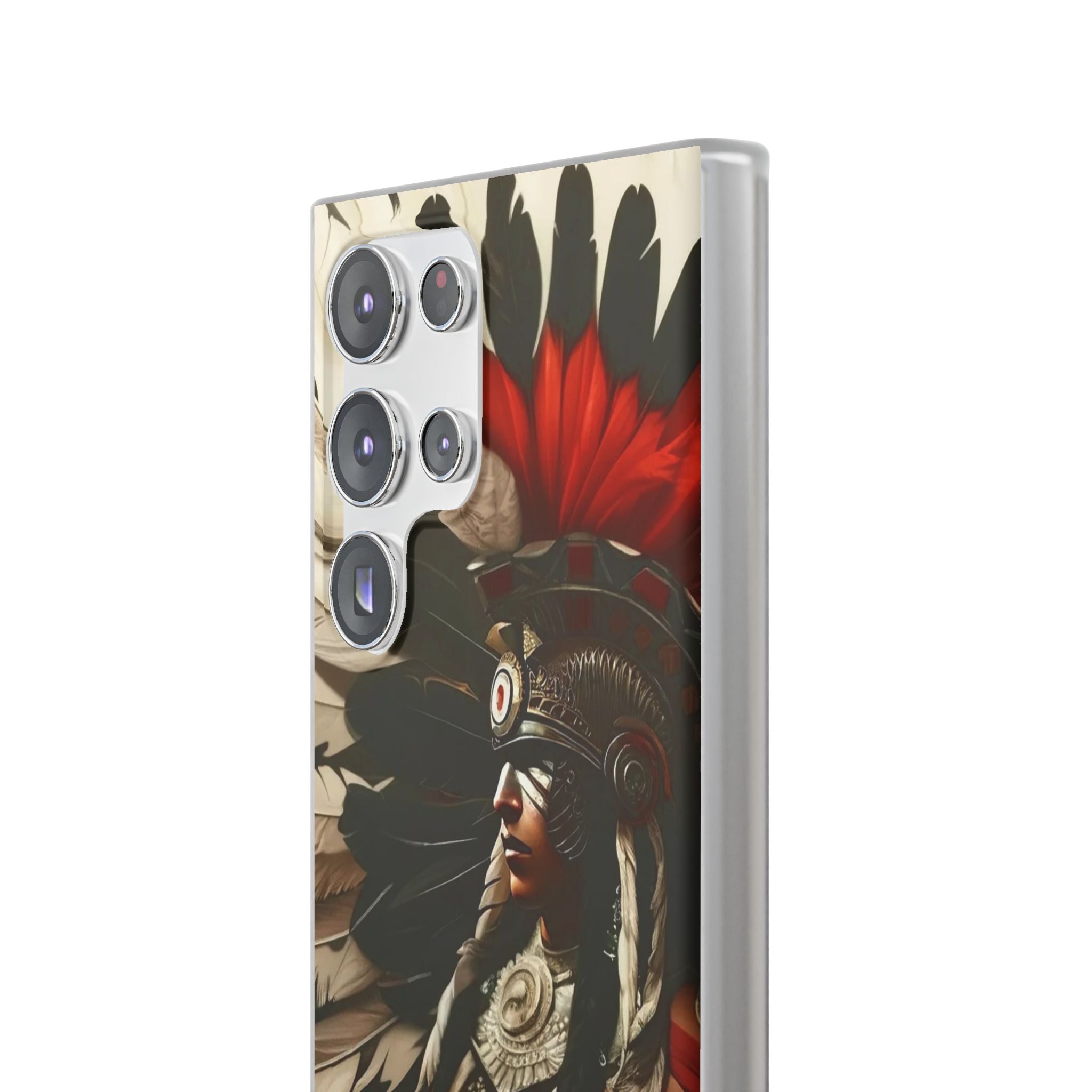 Aztec Fierce Warrior – Flexi Phone Case (iPhone & Samsung • Clear TPU • Made in USA • Personalized Option)