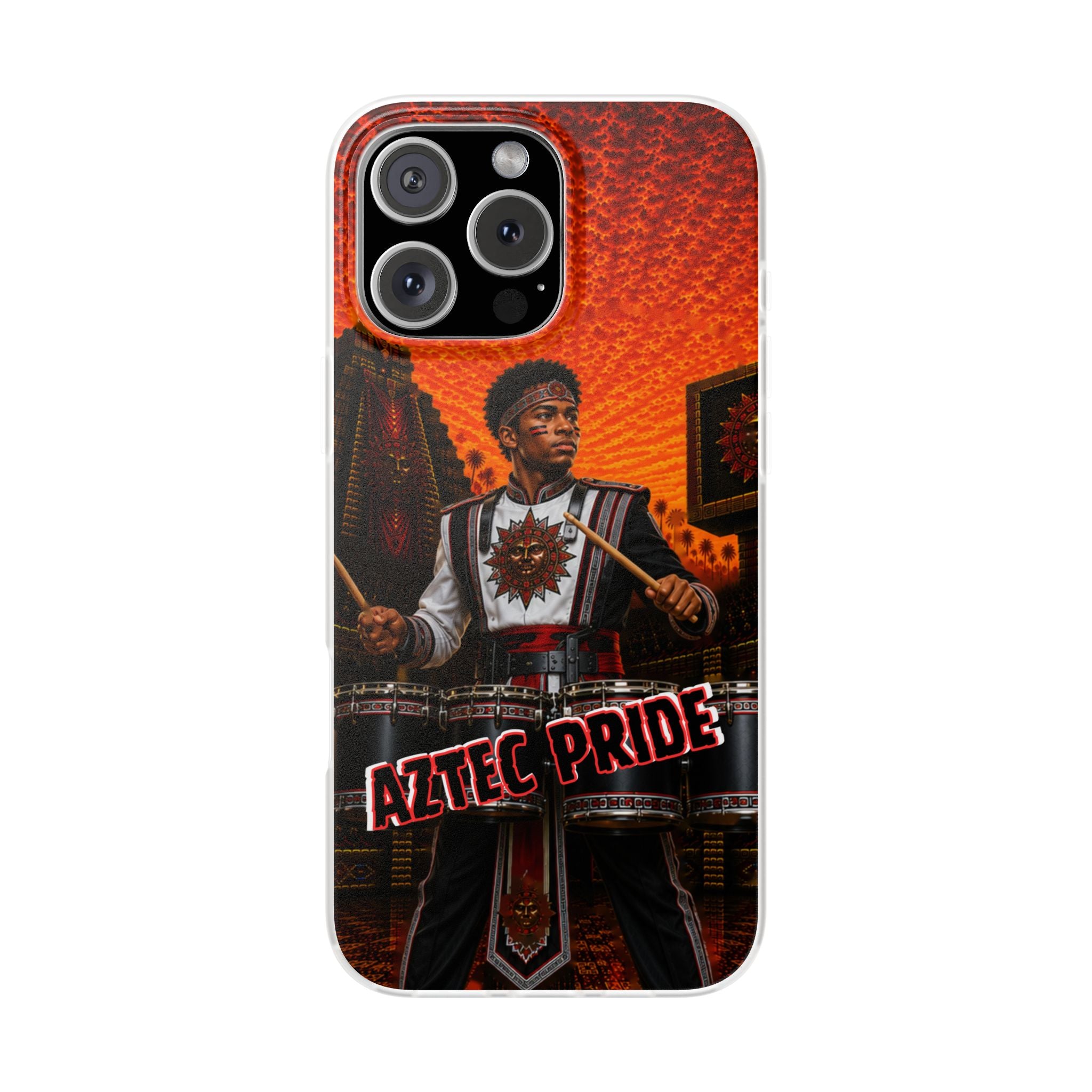 Aztec Band Warrior – Flexi Phone Case (iPhone & Samsung • Clear TPU • Made & Shipped in the USA • 🚚 FREE USA Shipping • Personalized Option)