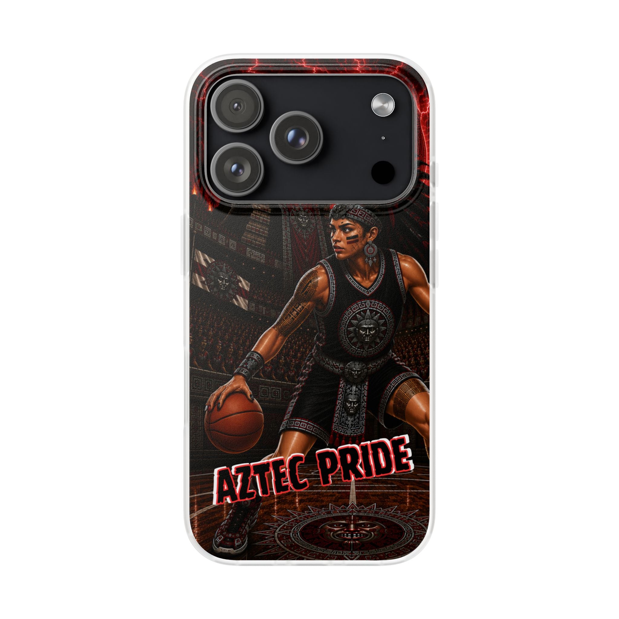 Aztec Basketball Female Warrior – Flexi Phone Case (iPhone & Samsung • Clear TPU • Made & Shipped in the USA • 🚚 FREE USA Shipping • Personalized Option)