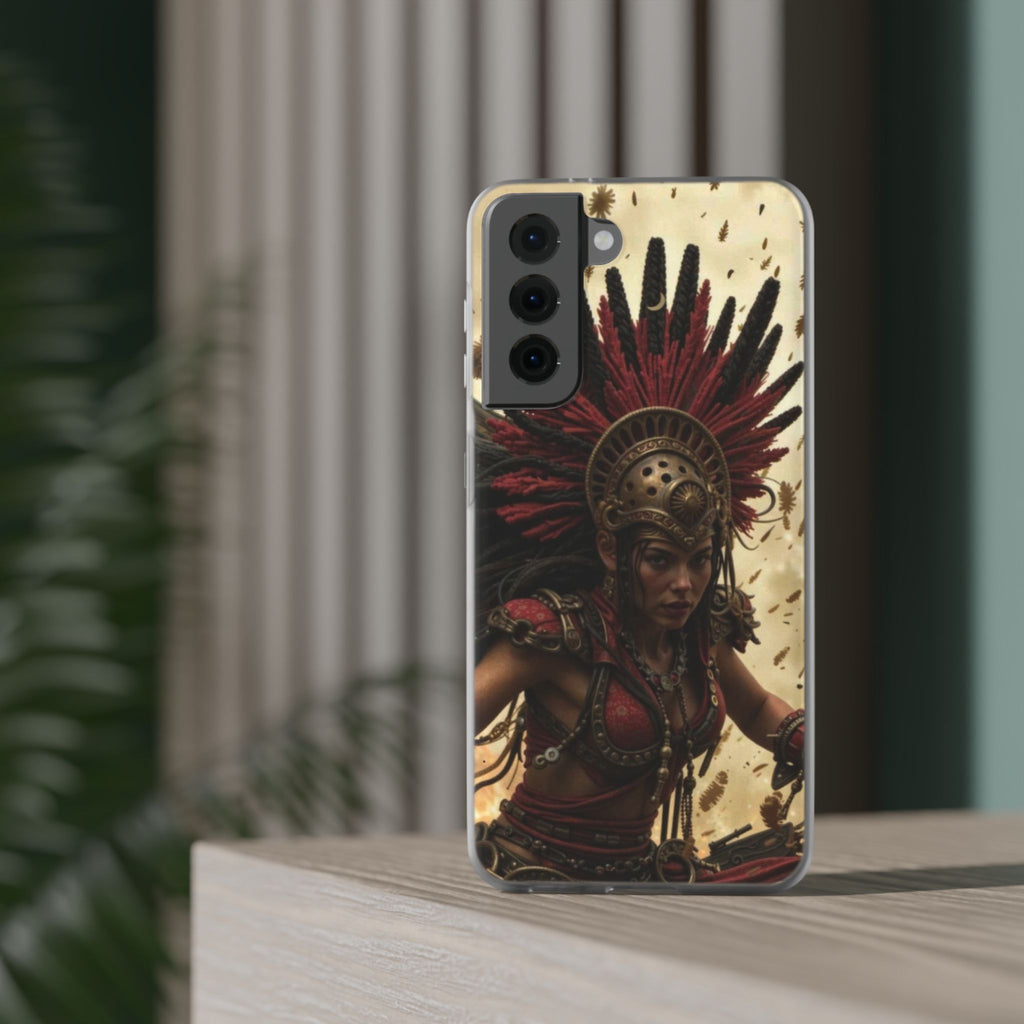 Aztec Bloodwar Queen – Flexi Phone Case (iPhone & Samsung • Clear TPU • Made in USA • Personalized Option)