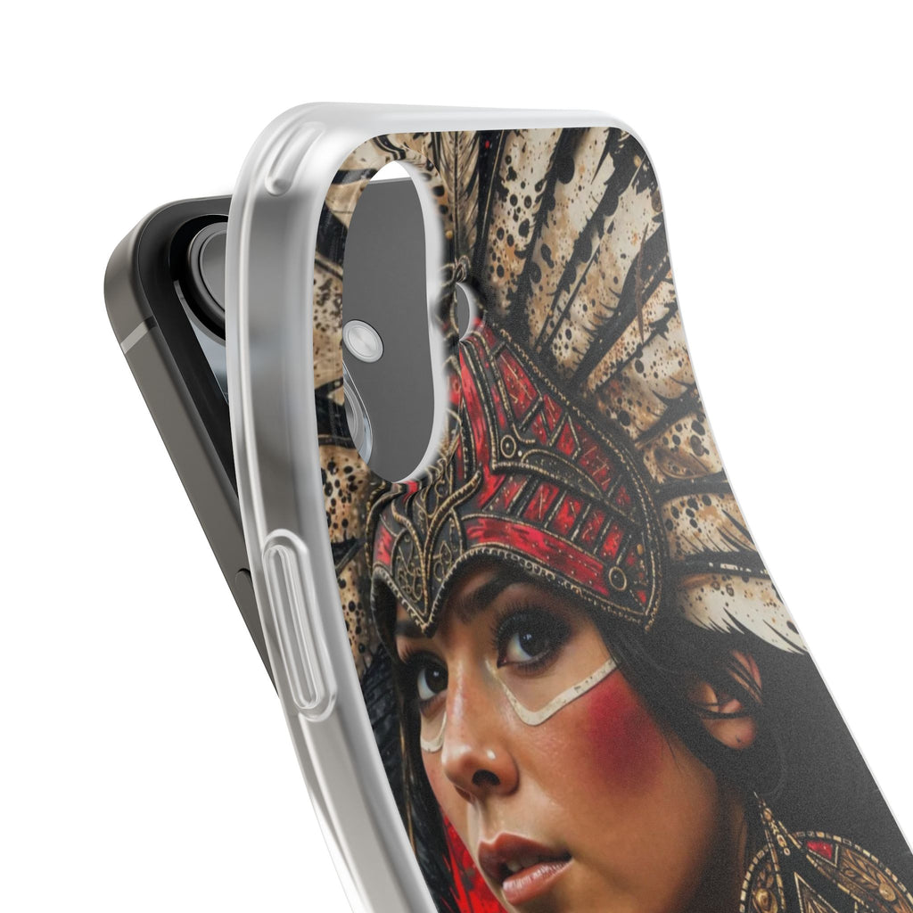 Aztec Moon Goddess – Flexi Phone Case (iPhone & Samsung • Clear TPU • Made in USA • Personalized Option)