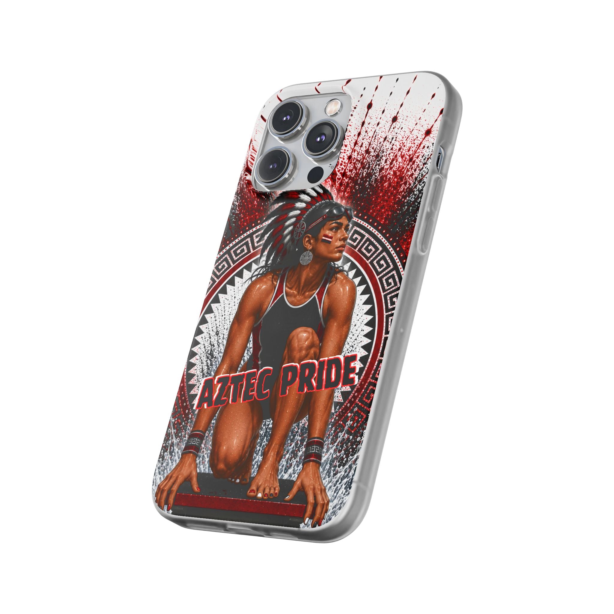 Aztec Swim & Dive Warrior – Flexi Phone Case (iPhone & Samsung • Clear TPU • Made & Shipped in the USA • 🚚 FREE USA Shipping • Personalized Option)
