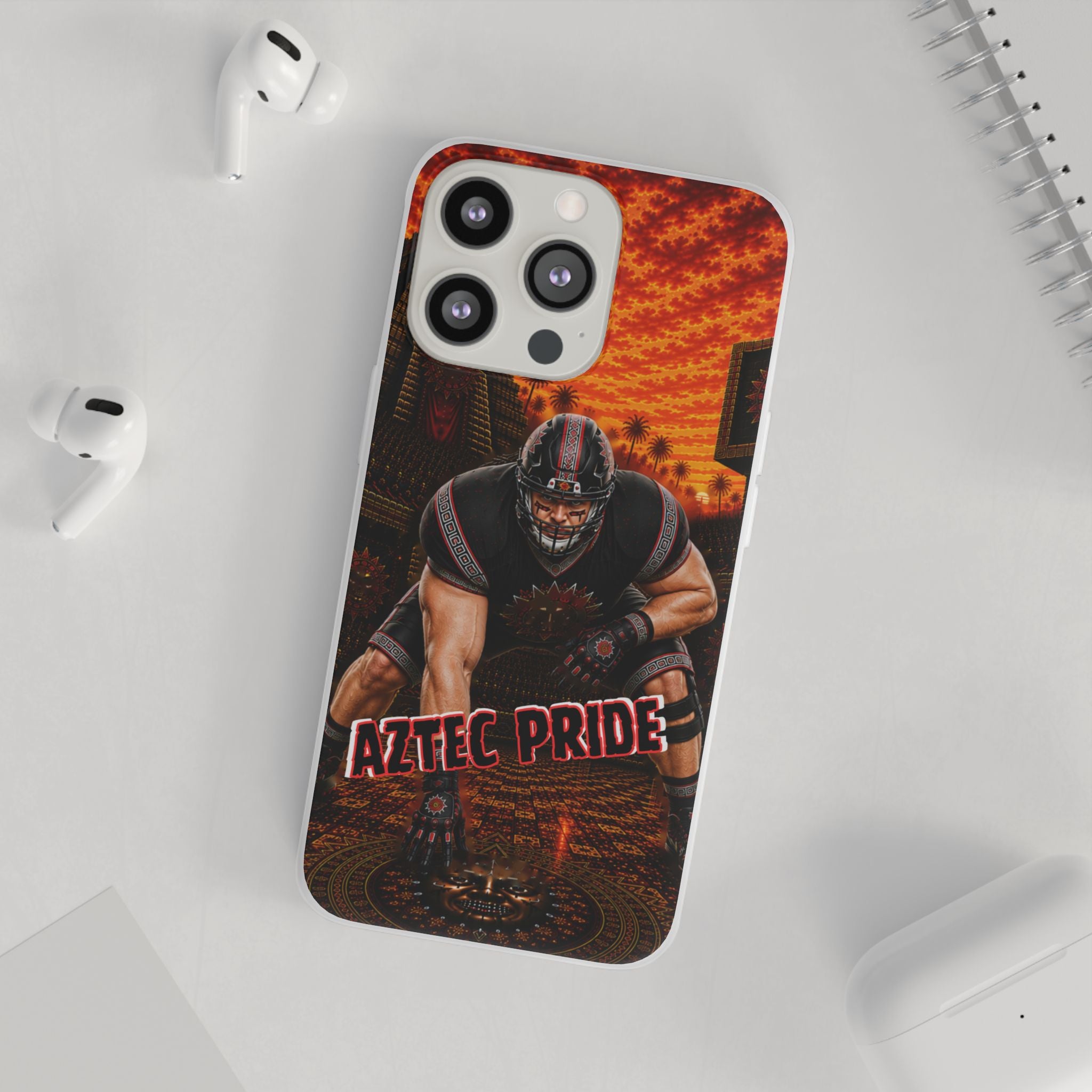 Aztec Football Warrior – Flexi Phone Case (iPhone & Samsung • Clear TPU • Made & Shipped in the USA • 🚚 FREE USA Shipping • Personalized Option)