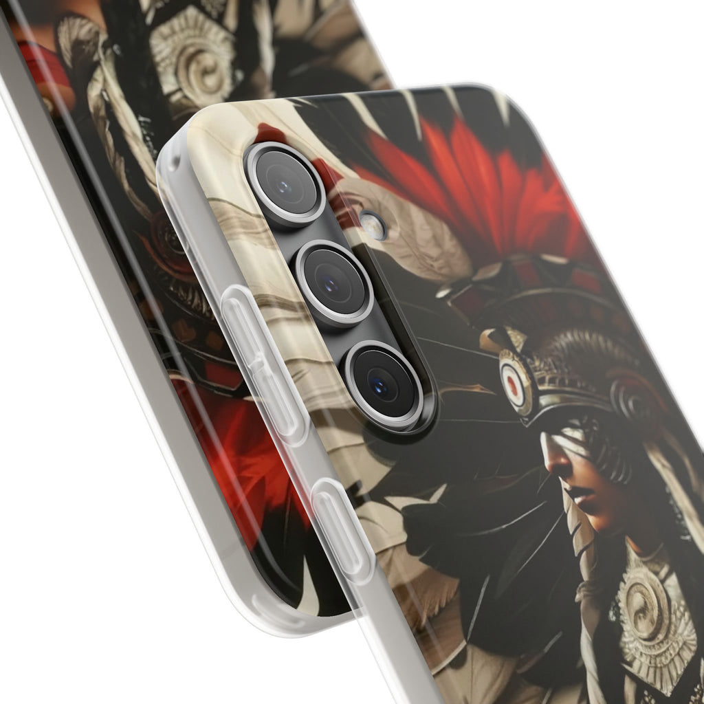 Aztec Fierce Warrior – Flexi Phone Case (iPhone & Samsung • Clear TPU • Made in USA • Personalized Option)