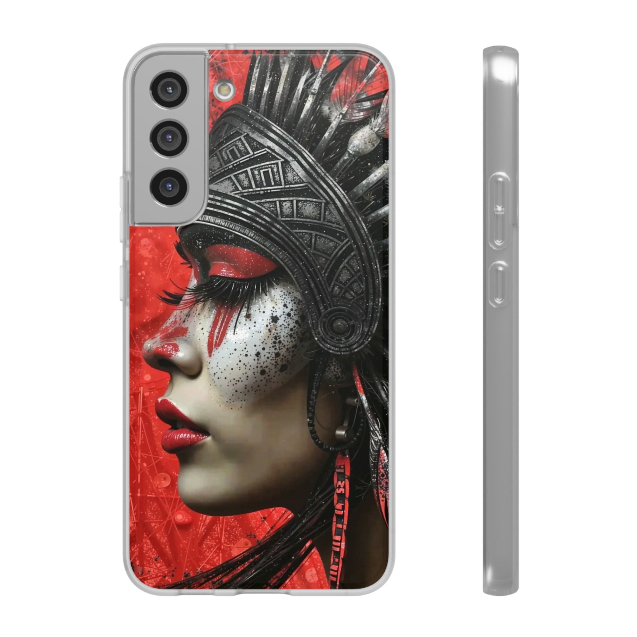 Aztec Fearless Goddess – Flexi Phone Case (iPhone & Samsung • Clear TPU • Made in USA • Personalized Option)