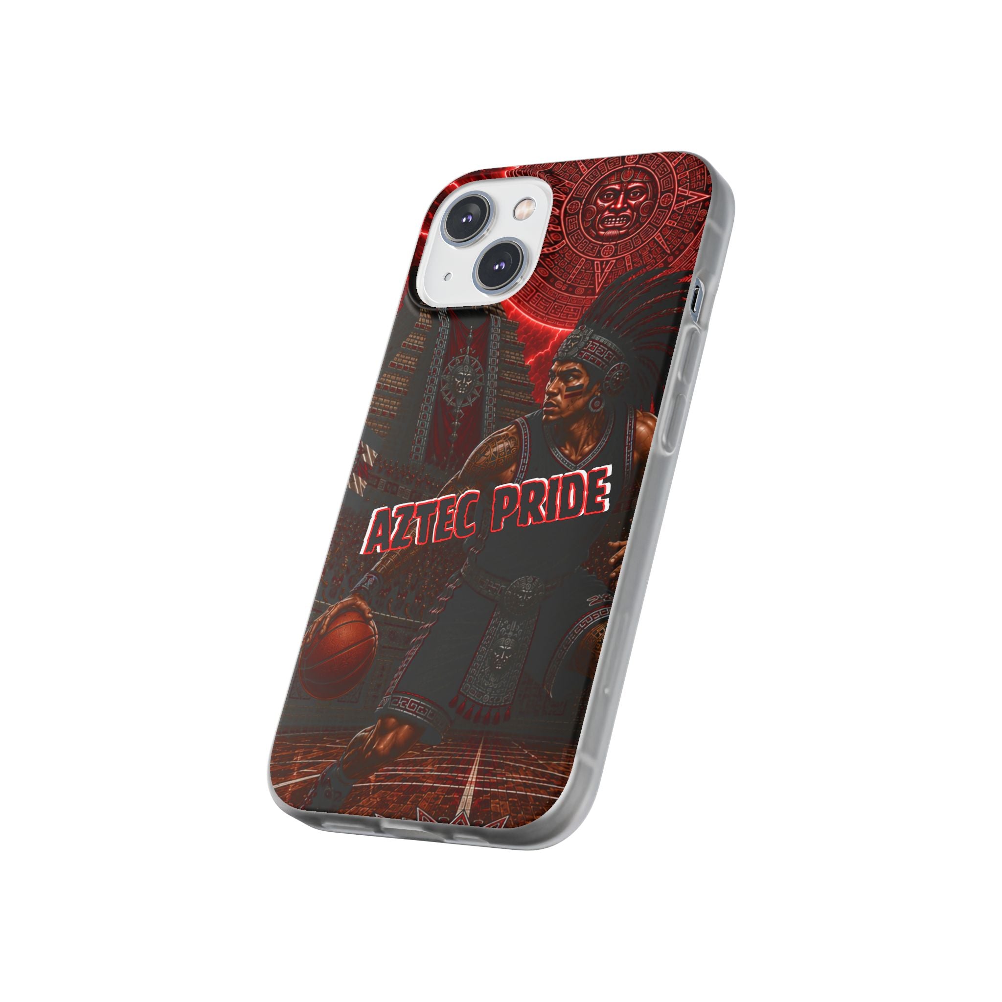 Aztec Basketall Warrior – Flexi Phone Case (iPhone & Samsung • Clear TPU • Made & Shipped in the USA • 🚚 FREE USA Shipping • Personalized Option)