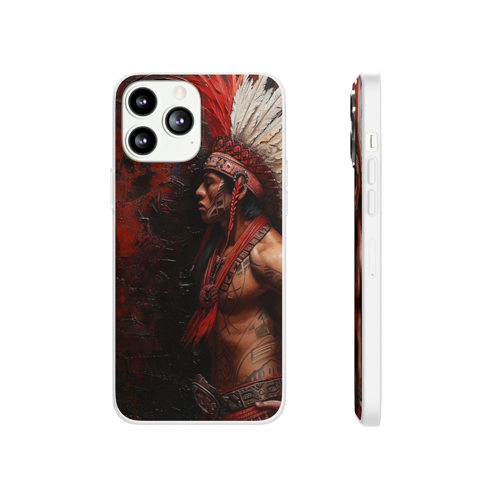 Aztec Noble Warrior – Flexi Phone Case (iPhone & Samsung • Clear TPU • Made in USA • Personalized Option)