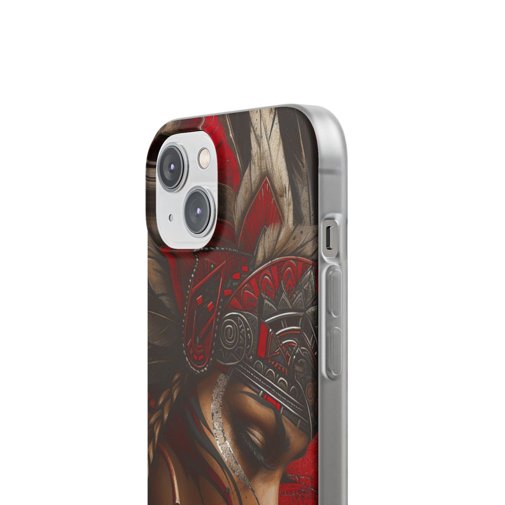 Aztec Sun Goddess – Flexi Phone Case (iPhone & Samsung • Clear TPU • Made in USA • Personalized Option)