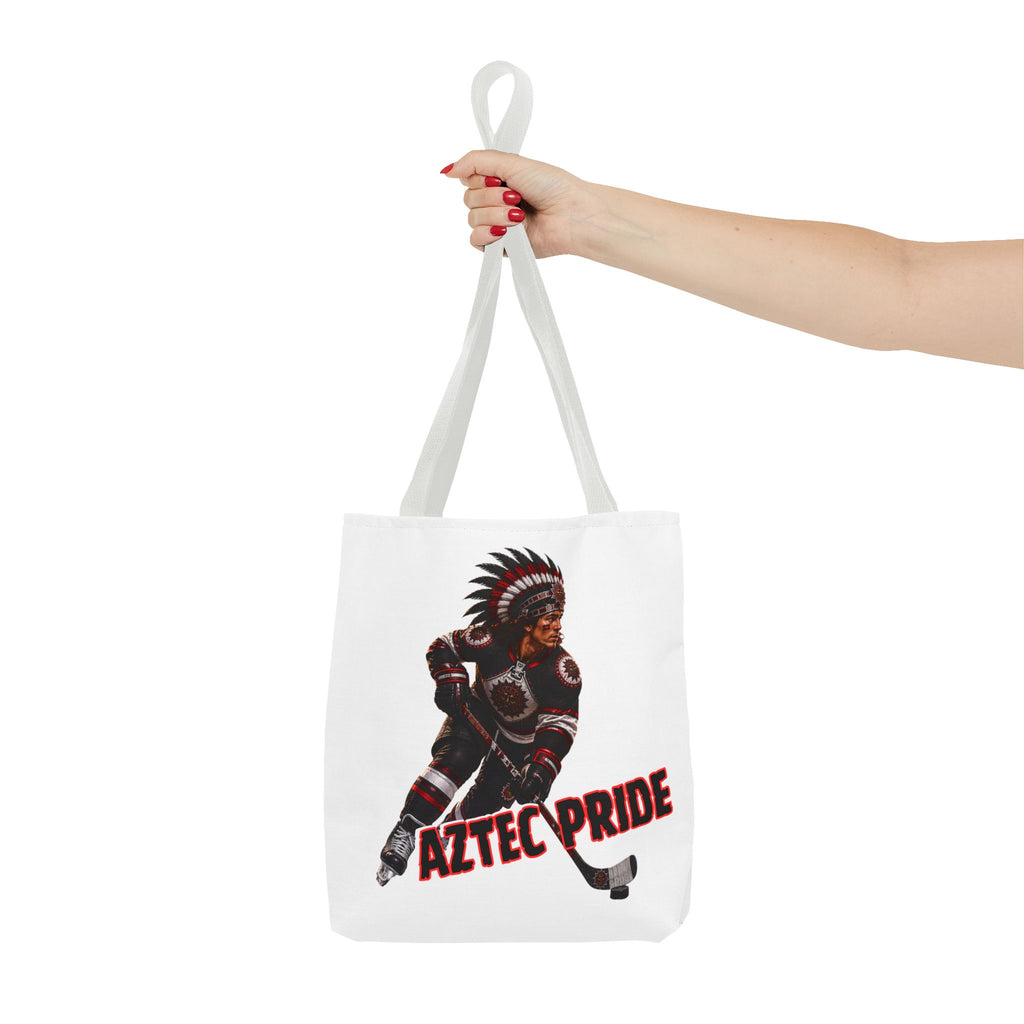 Aztec Hockey Warrior Tote Bag | Aztec-Inspired AI Art • Made & Shipped in the USA • 🚚 FREE USA Shipping • FREE Personalization