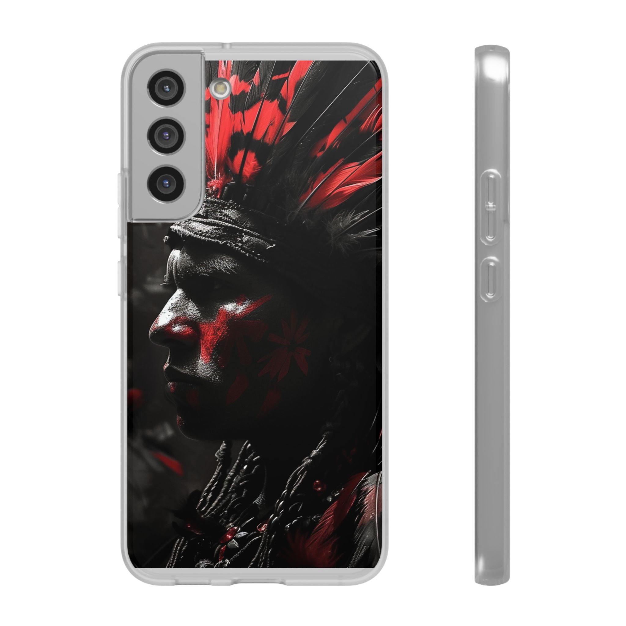 Aztec Jaguar Warrior – Flexi Phone Case (iPhone & Samsung • Clear TPU • Made in USA • Personalized Option)