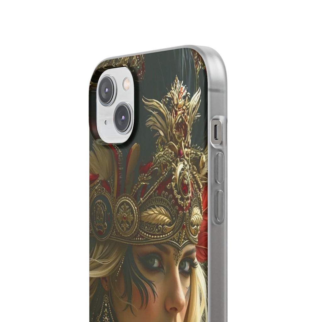 Aztec Fireheart Queen – Flexi Phone Case (iPhone & Samsung • Clear TPU • Made in USA • Personalized Option)