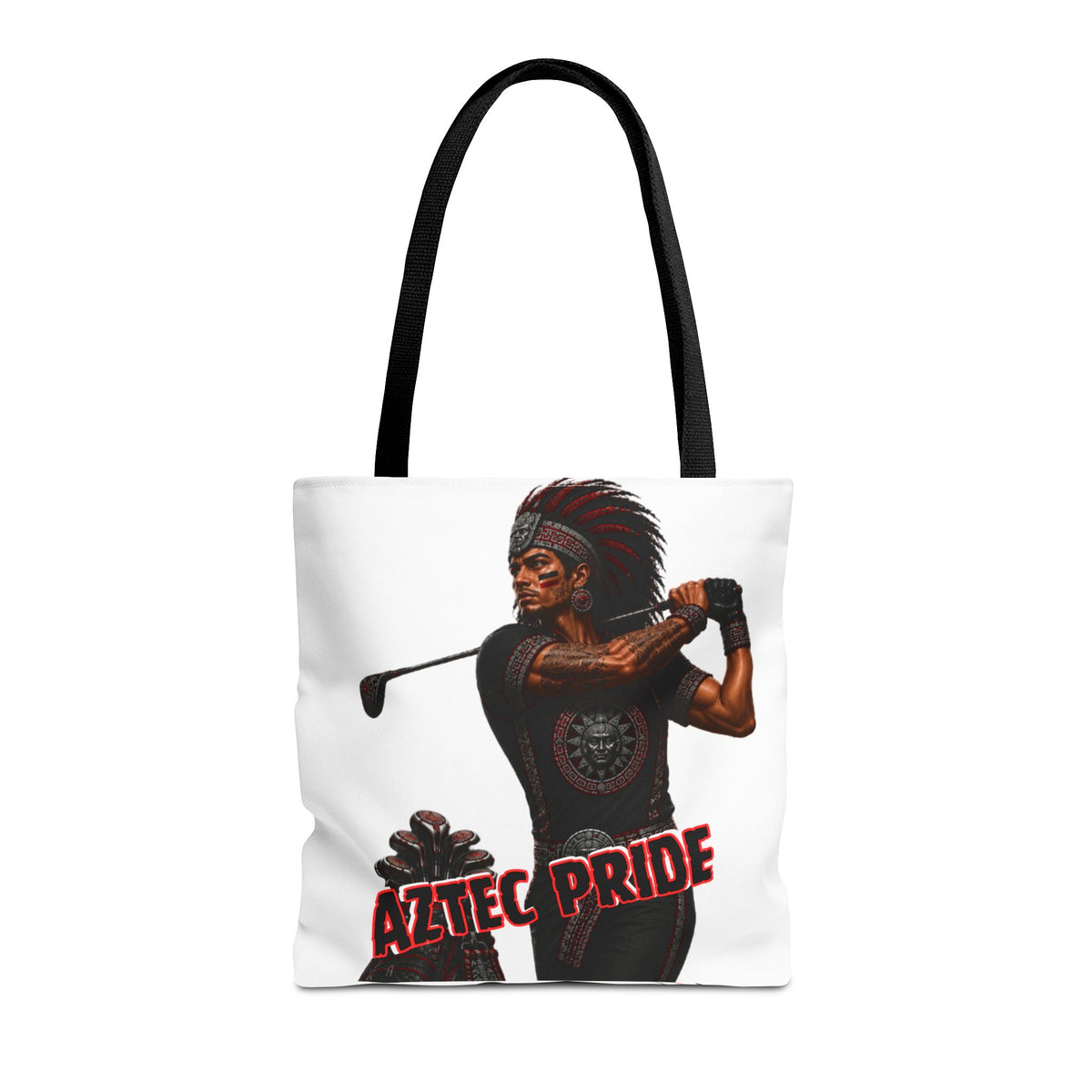 Aztec Golf Male Warrior Tote Bag | Aztec-Inspired AI Art • Made & Shipped in the USA • 🚚 FREE USA Shipping • FREE Personalization