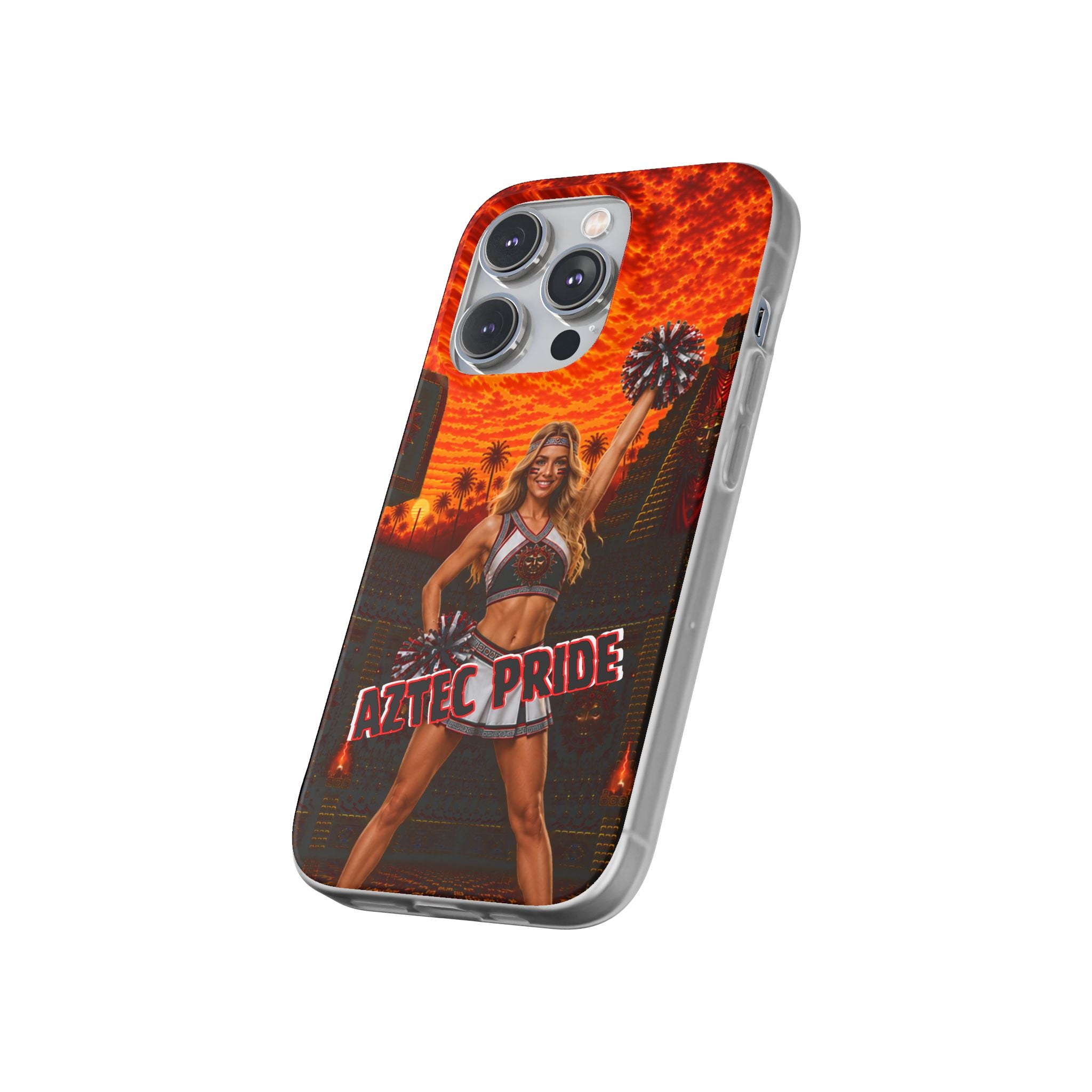 Aztec Cheerleader Warrior – Flexi Phone Case (iPhone & Samsung • Clear TPU • Made & Shipped in the USA • 🚚 FREE USA Shipping • Personalized Option)