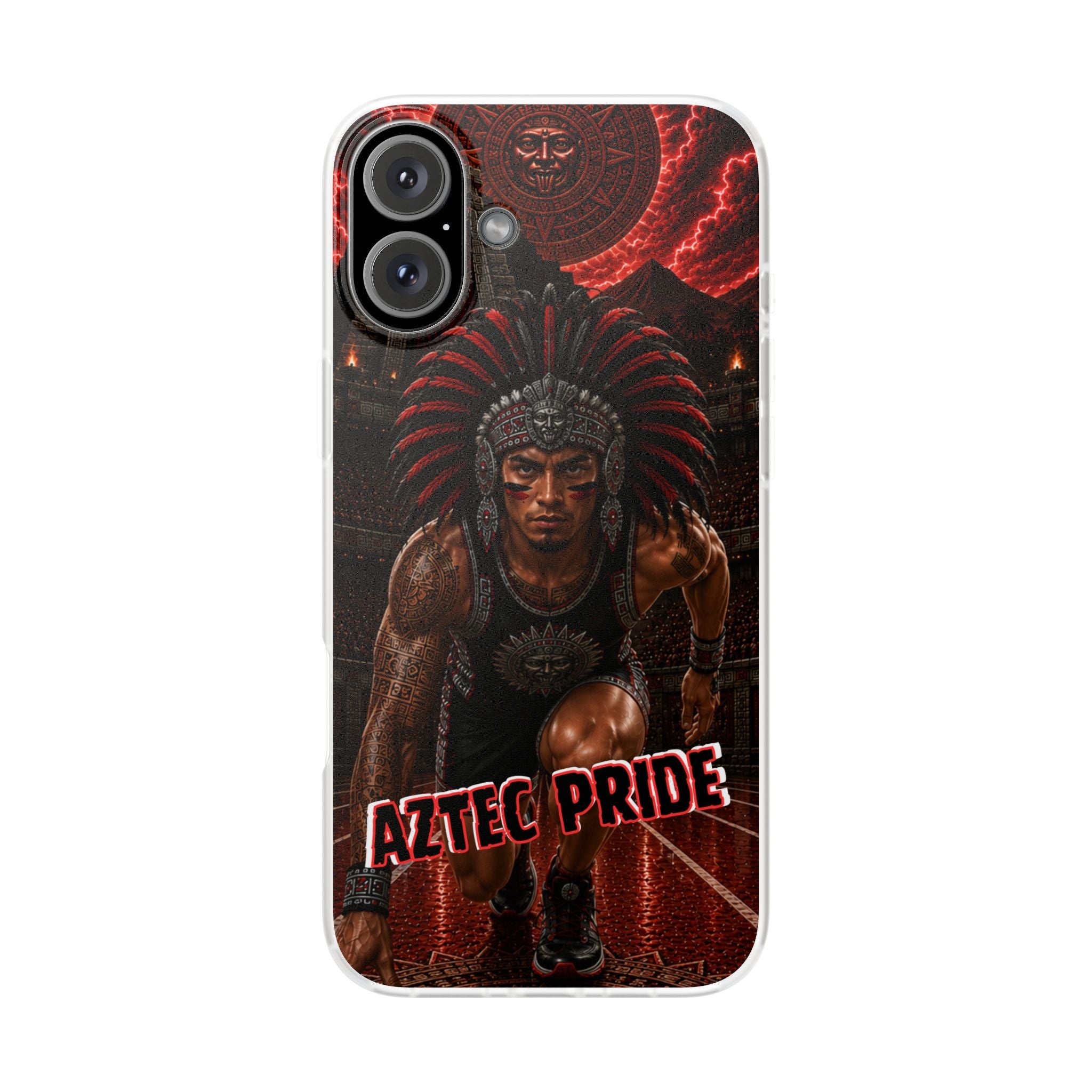 Aztec Track & Field Male Warrior – Flexi Phone Case (iPhone & Samsung • Clear TPU • Made & Shipped in the USA • 🚚 FREE USA Shipping • Personalized Option)
