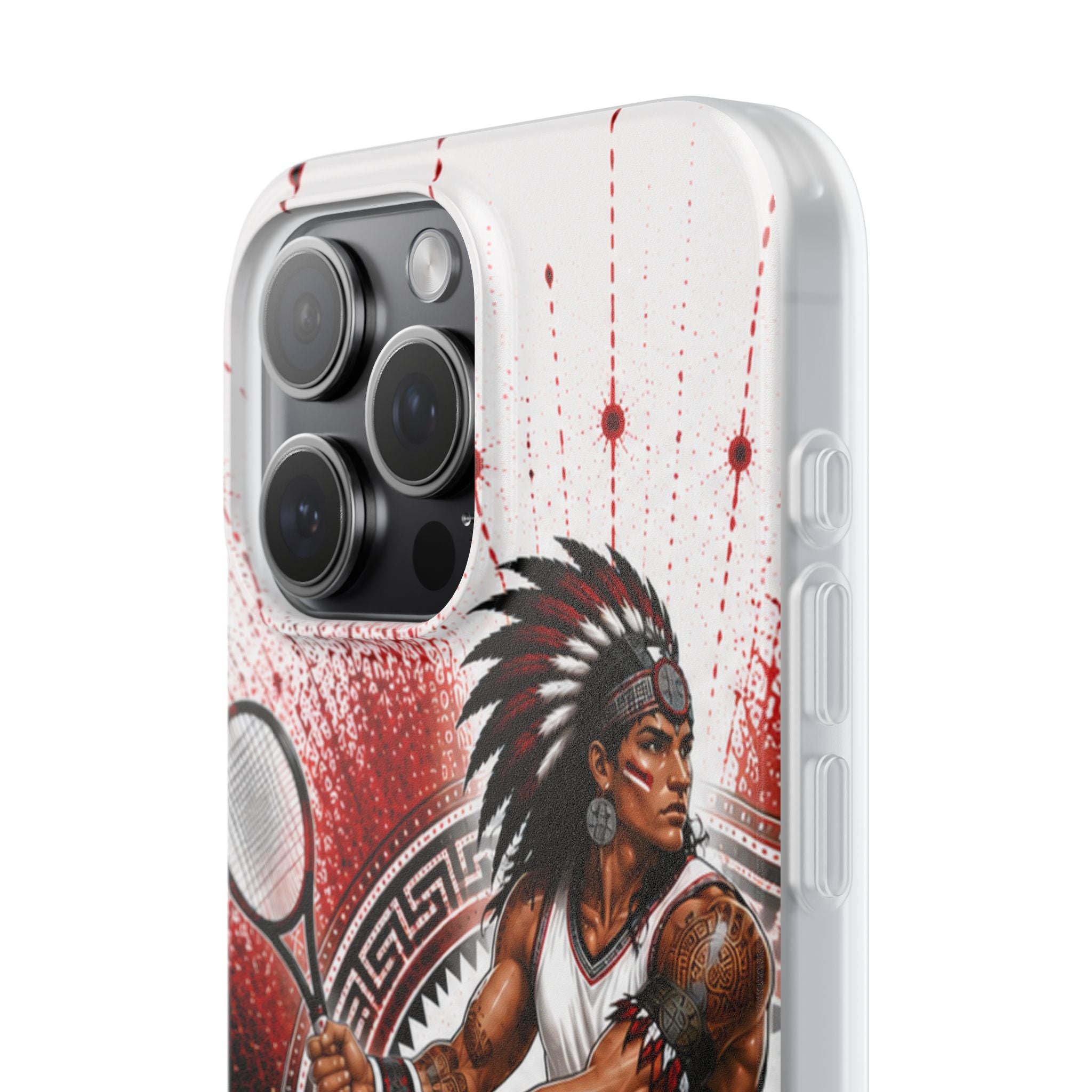 Aztec Tennis Male Warrior – Flexi Phone Case (iPhone & Samsung • Clear TPU • Made & Shipped in the USA • 🚚 FREE USA Shipping • Personalized Option)