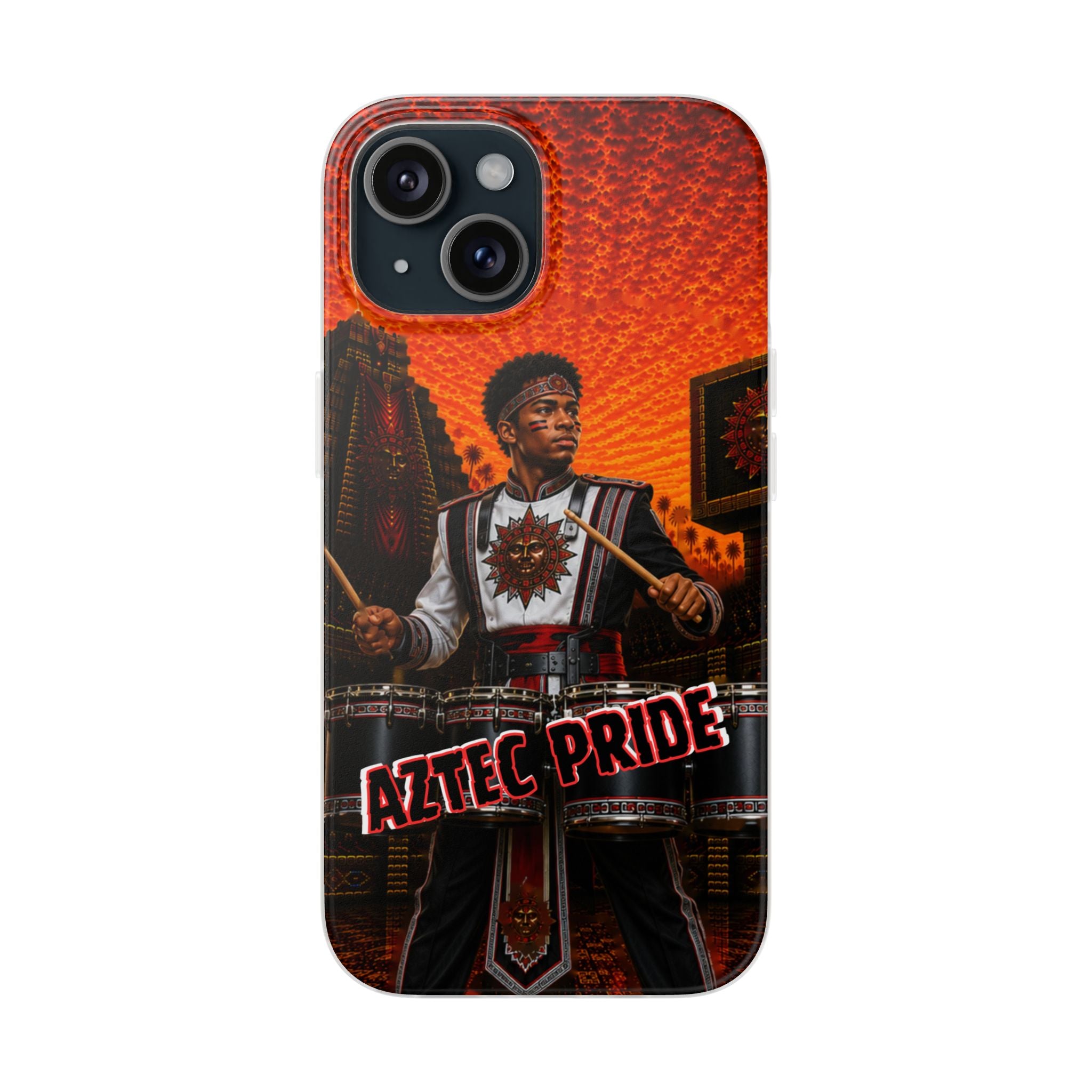 Aztec Band Warrior – Flexi Phone Case (iPhone & Samsung • Clear TPU • Made & Shipped in the USA • 🚚 FREE USA Shipping • Personalized Option)