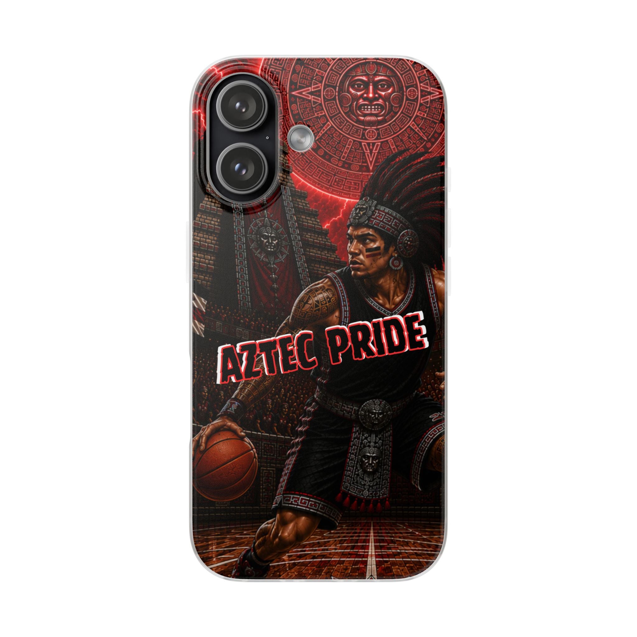 Aztec Basketall Warrior – Flexi Phone Case (iPhone & Samsung • Clear TPU • Made & Shipped in the USA • 🚚 FREE USA Shipping • Personalized Option)