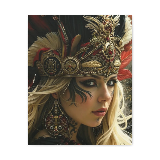 Aztec Fireheart Queen – Bold Aztec Wall Art Canvas
