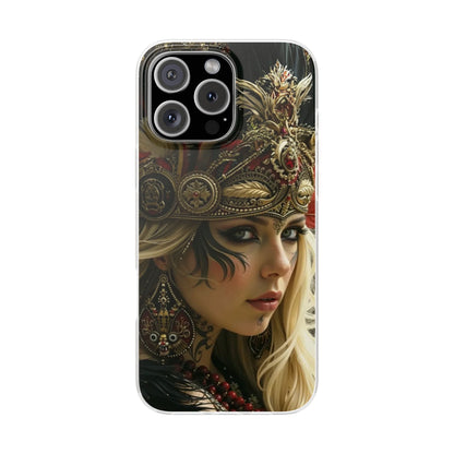 Aztec Fireheart Queen – Flexi Phone Case (iPhone & Samsung • Clear TPU • Made in USA • Personalized Option)