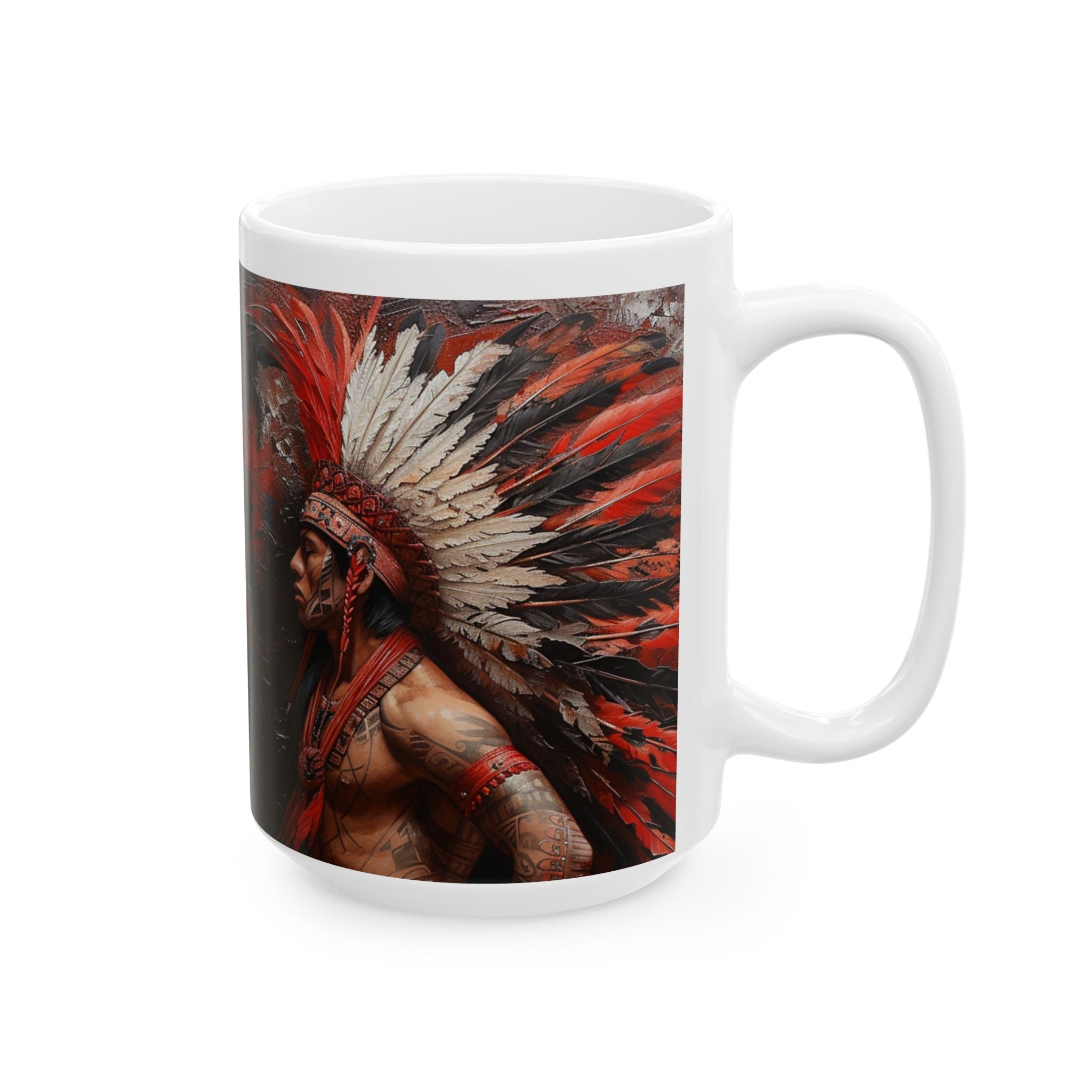 Aztec Noble Warrior – Ceramic Mug (11oz, 15oz • Dishwasher & Microwave Safe • Made in USA • Personalized Option)